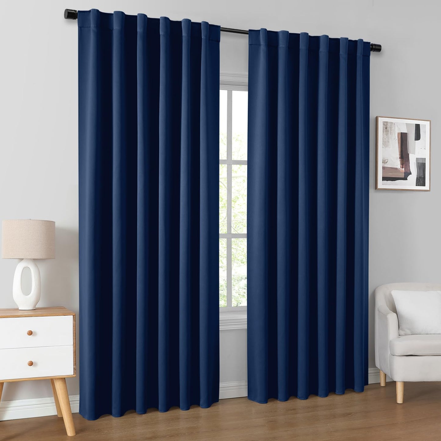 HOMEIDEAS Blackout Curtains, 2 Pages Grey Gray Room Darkening Bedroom Pinch Pleated Curtains Thermal Insulated Back Tab Rod Pocket Drapes for Bedroom, W52 x L63 BST326H