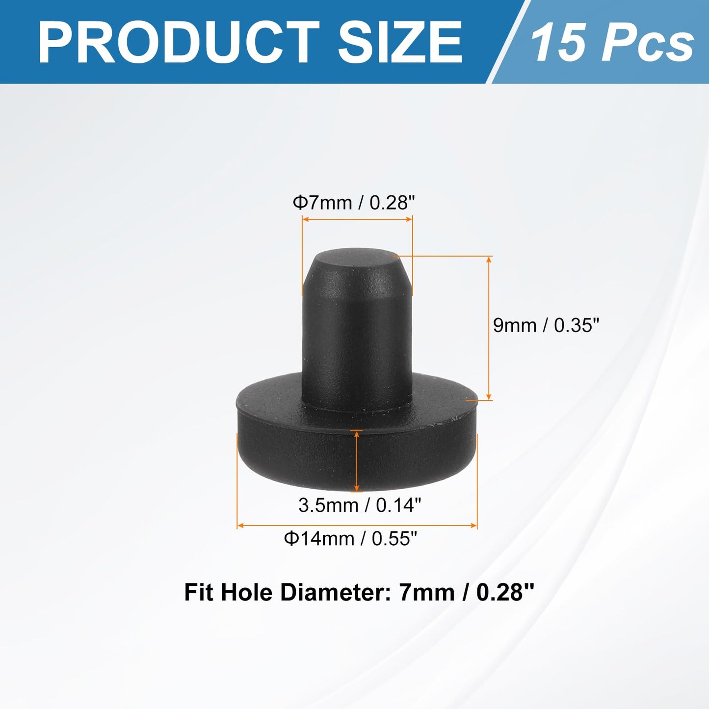 uxcell 15Pcs Silicone Hole Plug, Waterproof Solid T-Shaped Rubber Stoppers Bottle Seal Tube Pipe Plugs End Cap for 5.8mm/0.23" Hole for Bathtub Bottle, 0.31" Plug Height, Black BST326L