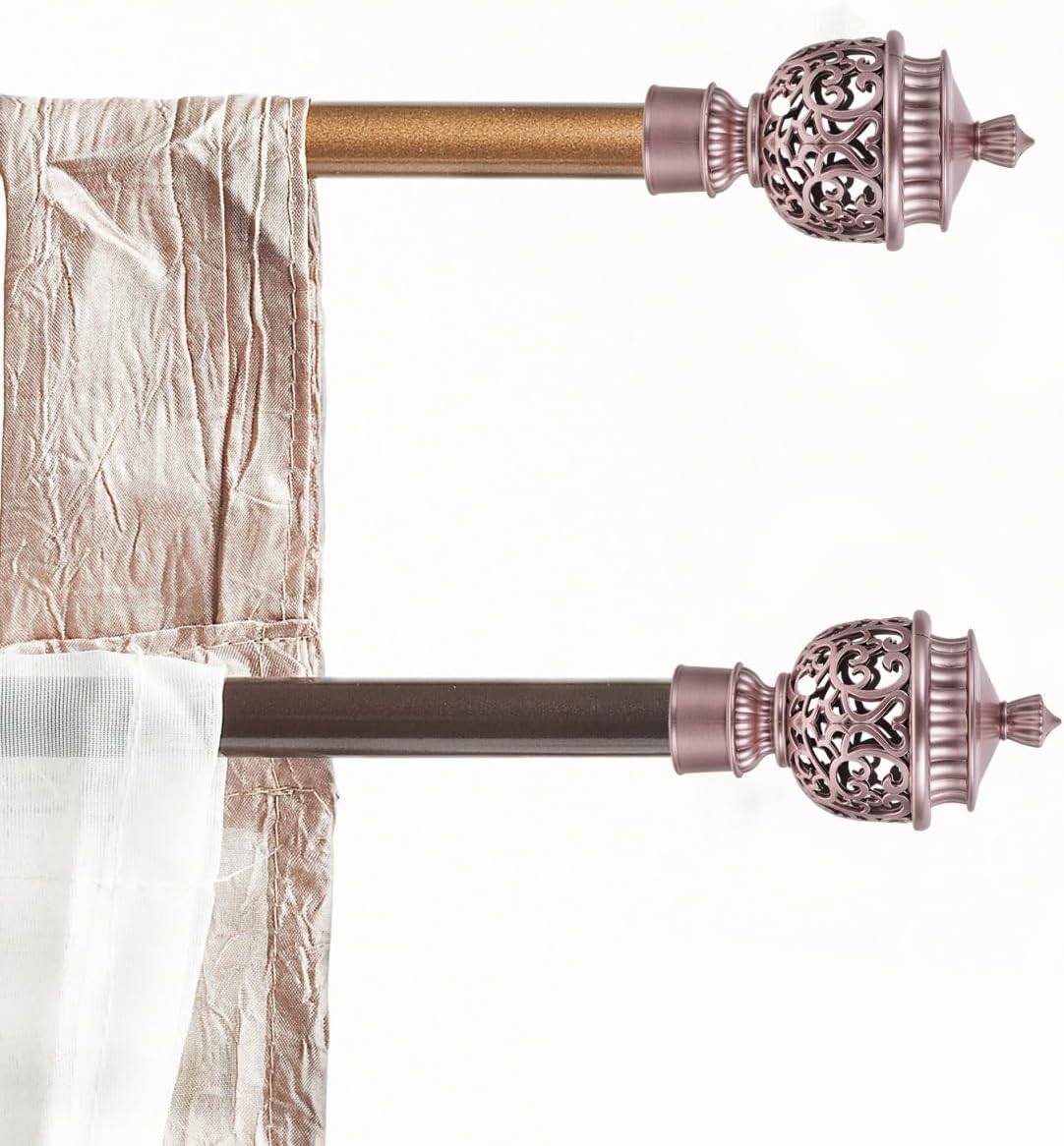 Curtain Rod Finials Hollow-Out Decorative Head Set of 4 Roman Curtain Rod Accessories for Window Treatment Hardware 4.52 X 2.51 X 2.51 in Home BST202