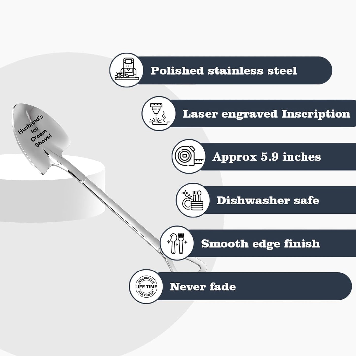 Dad Gifts - Gifts for dad from Daughter. Father Day Gifts for dad Ice Cream Spoon Scoop for Ice Cream Lovers, Father birthday Gifts Funny Engraved Stainless Steel Shovel WN420