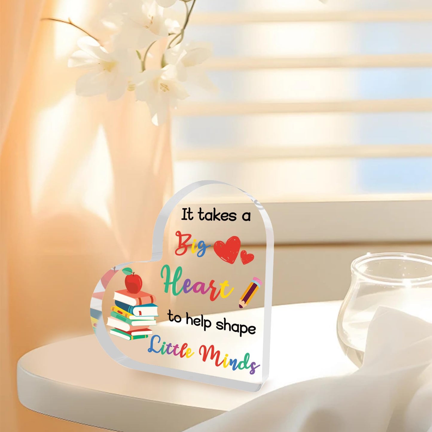 Teacher Appreciation Gifts End of Year Thank You Christmas Retirement Back to School Graduation Halloween Thanksgiving Teacher Gifts for Women Acrylic Plaque Decor with Sunflower for Teachers BST326L