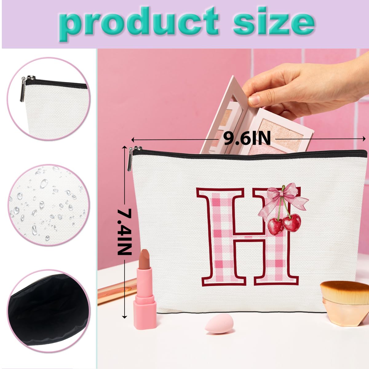 Soccer Gifts Initial Makeup Bag Soccer Girl Gifts Cosmetic Bag Letter D | Monogrammed Zipper Pouch Soccer Accessories for Girls Women Player Coaches Friend Graduation Birthday Gifts BST202