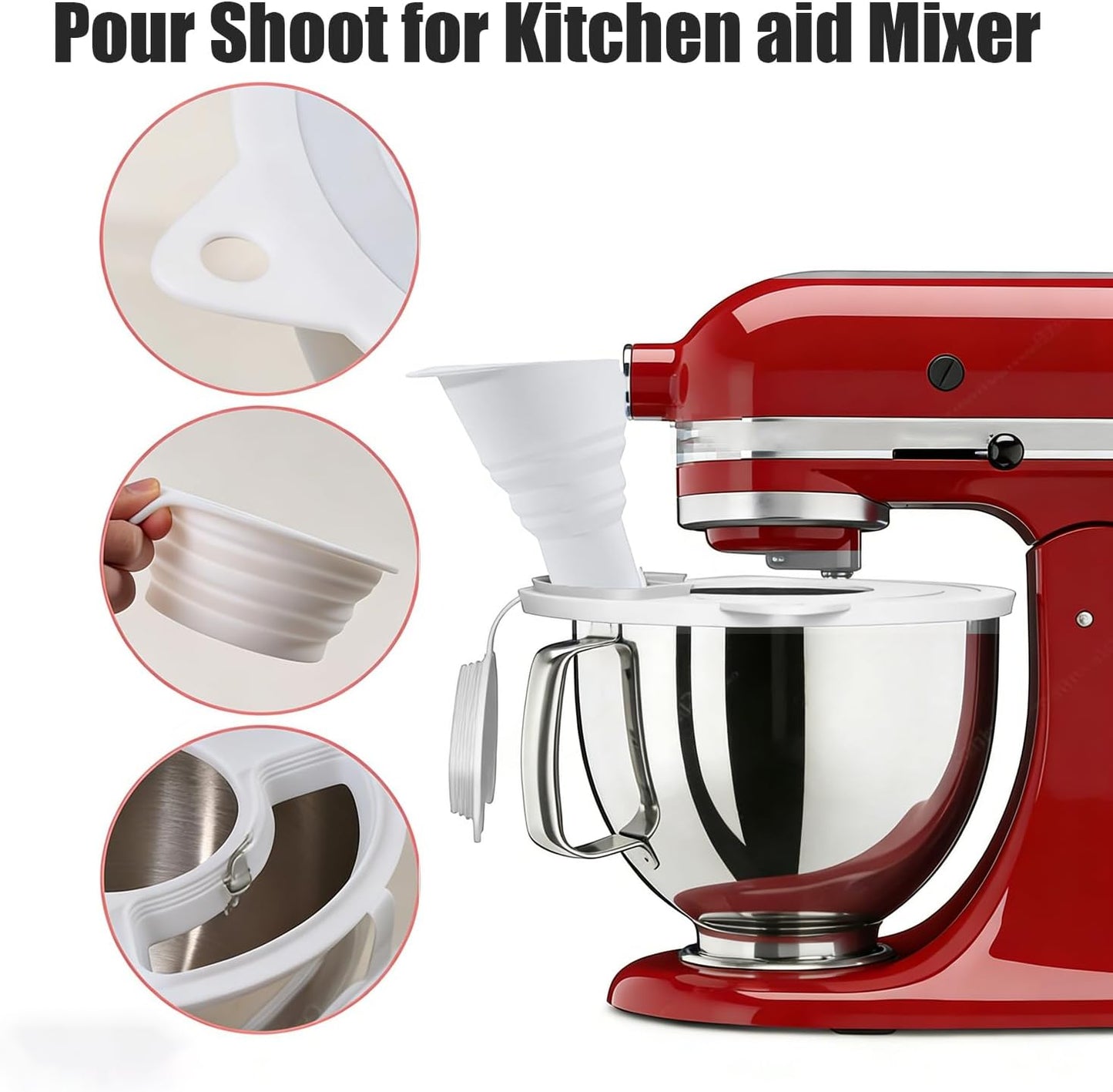 Flour Funnel for Kitchen Aid Mixer,Kitchenaid Attachments for Stand Mixer,Pour Spout for Kitchenaid Mixer,Cookie Countess Flour Funnel for Kitchen Aid,Perfect for Baking, Easy to Use, and Clean BST202