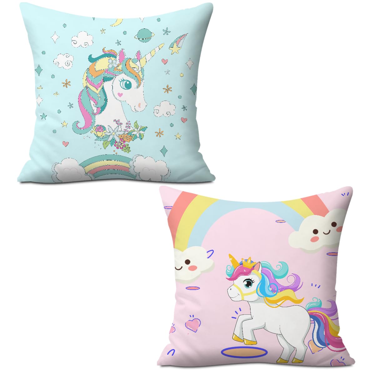 2PCs Inspirational Pillow Covers Boho Rainbow Sun Throw Pillow Covers 18x18 | Playroom Decor, Boho Sun Throw Pillow Covers, Kids Reading Nook Decor Pillowcase for Classroom Playroom Nursery BST202
