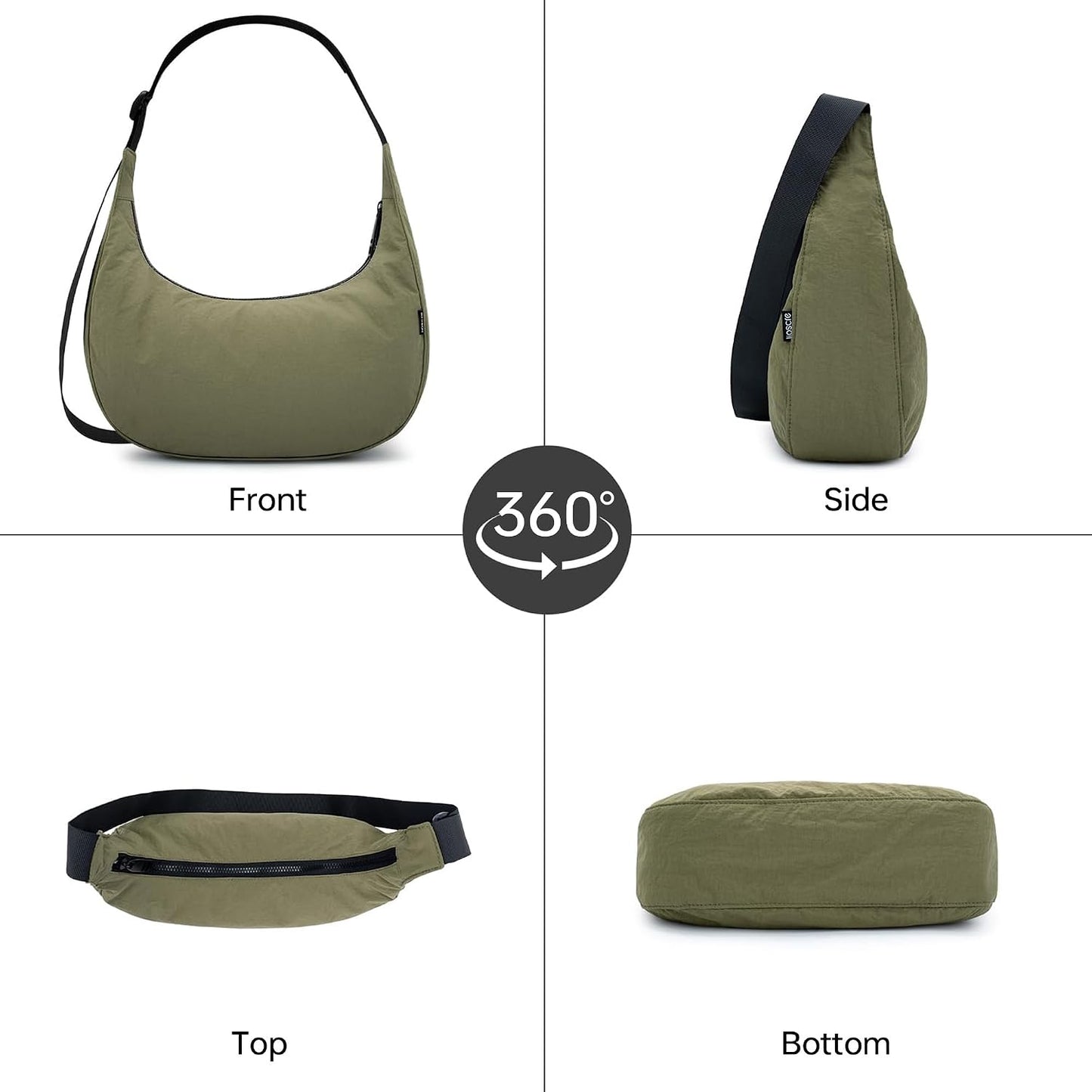 GEMIU Medium Crossbody Crescent Bag for Women Nylon Crossbody Hobo Bag with Adjustable Strap BST326H