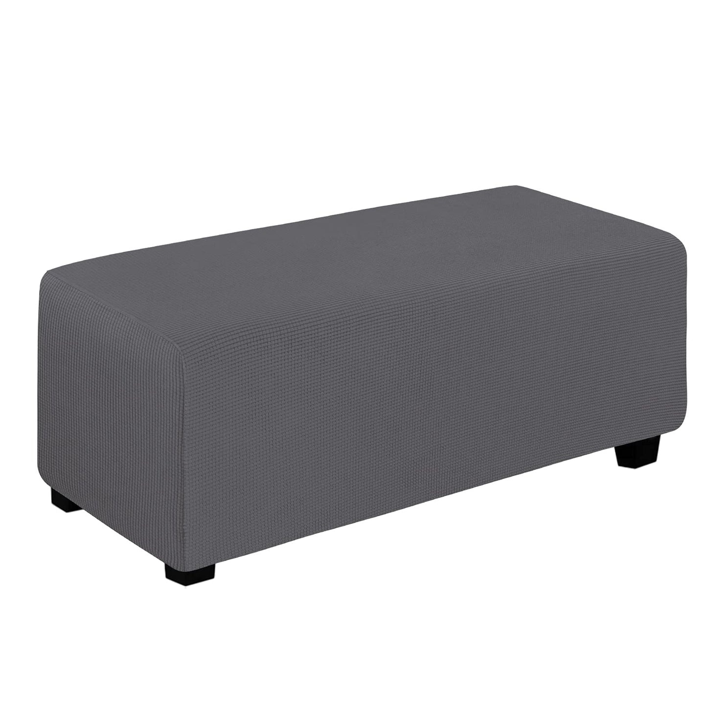 Easy-Going Stretch Square Ottoman Cover 15x15x15inch Dark Blue | Folding Storage Footstool cover Furniture Protector Soft Rectangle slipcover with Elastic Bottom BST202