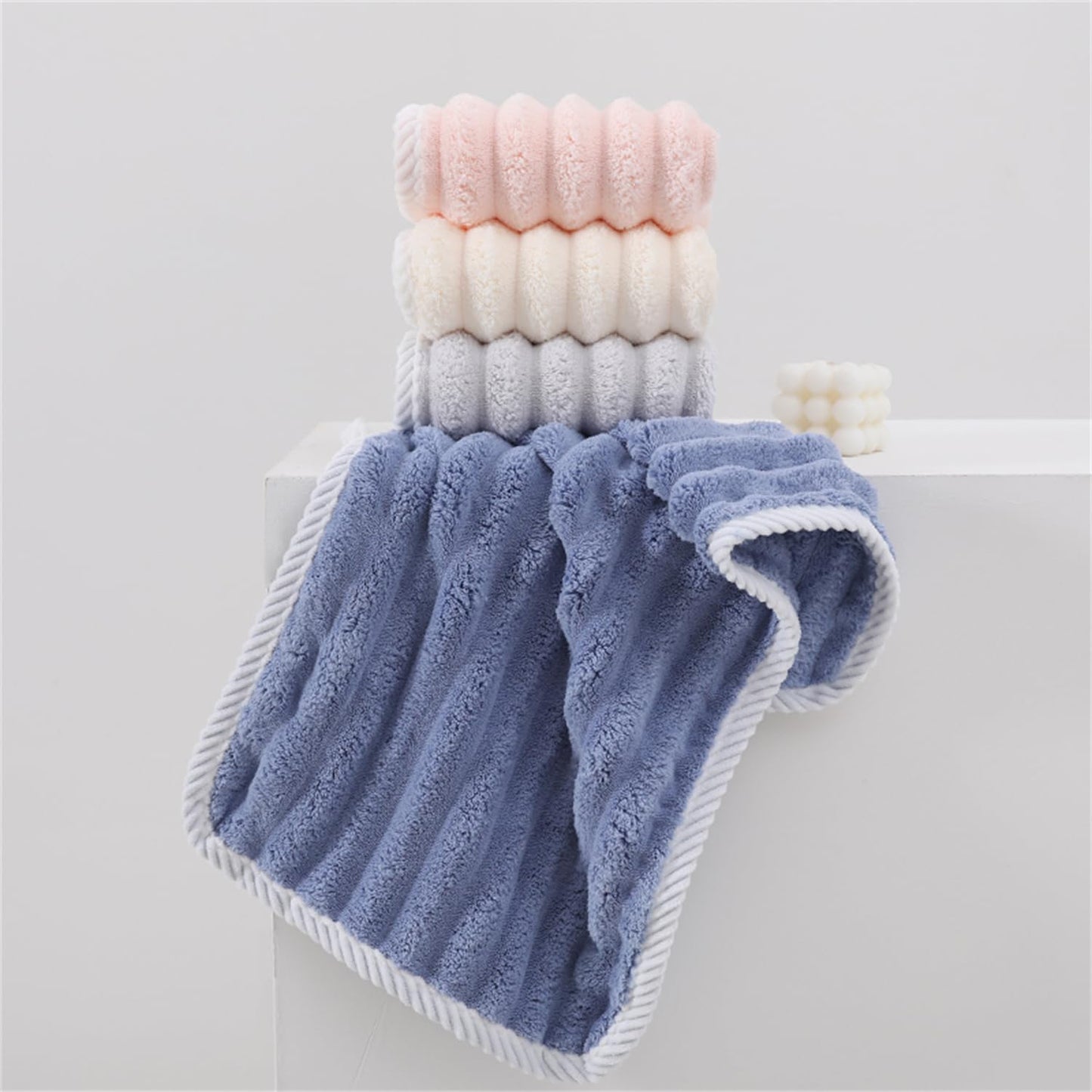 Soft Bath Towels Set, Microfiber Ribbed Oversized Bath Towels Extra Large for Bathroom, Home, Hotel, Spa, Beach, Pool, Gym (8-Piece Towel Set, Beige) BST202