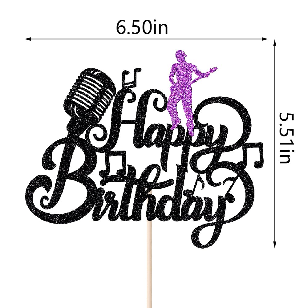 Music Happy Birthday Cake Topper，Roll Music Cake Decor Hip Hop Dancing Ball Cake Decorations，Guitar Note Birthday Party Supplies BST220