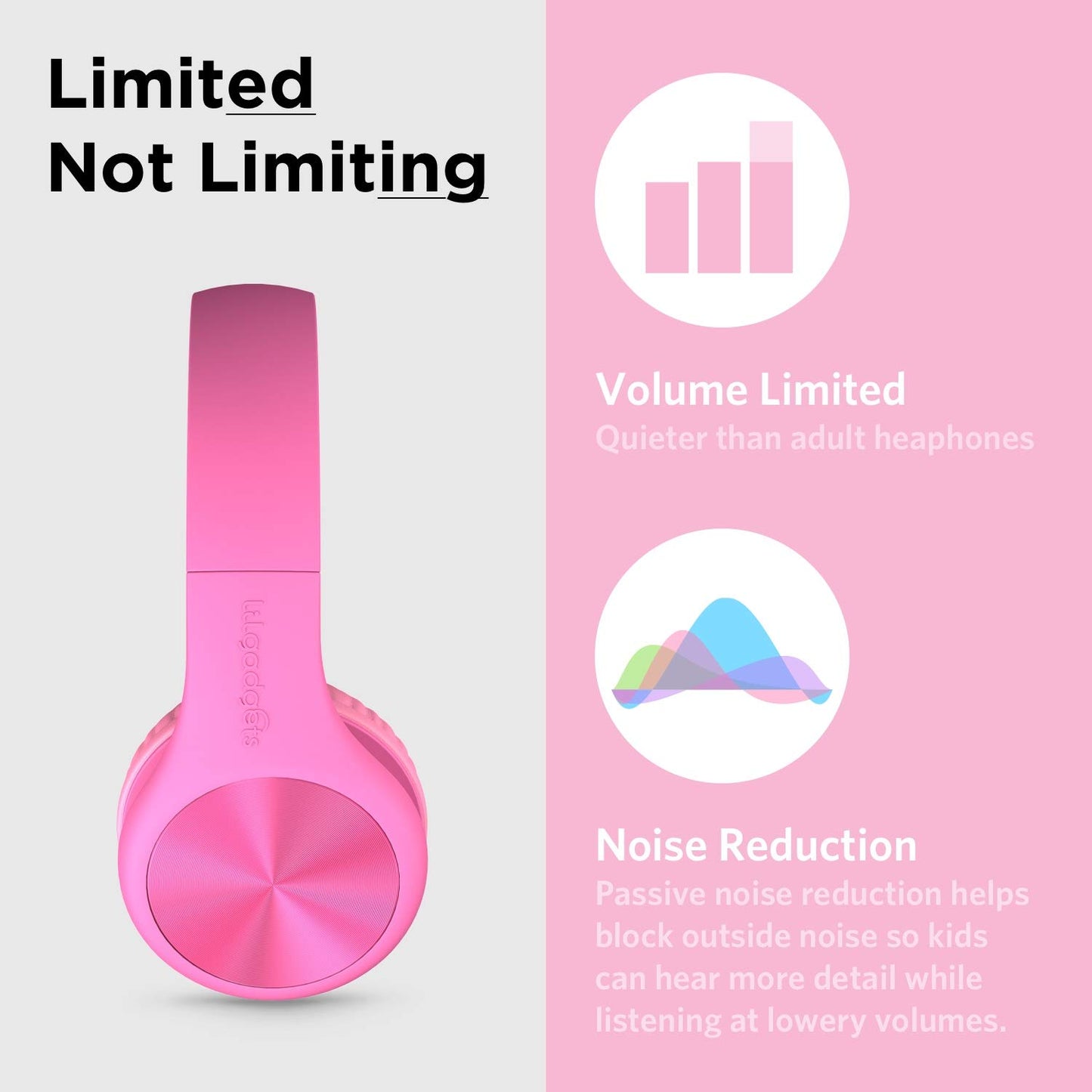 LilGadgets Connect+ Pro Wired Kids Headphones for School with Microphone, Volume Limiting Over-Ear Headset with Cord, SharePort Technology & SoftTouch Padding, Blue