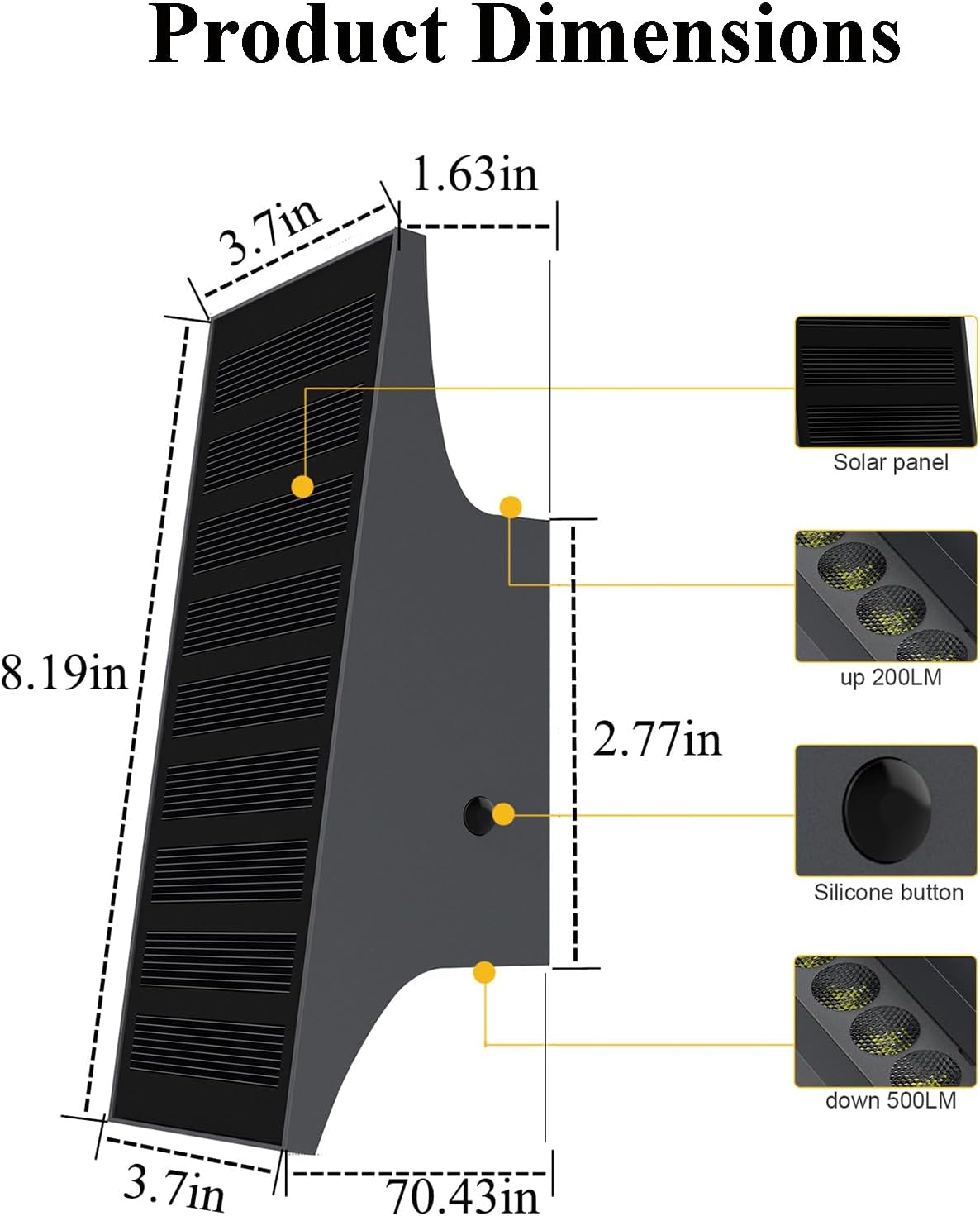 Solar Up & Down Light Outdoor Lights 700LM 2pcs 7071