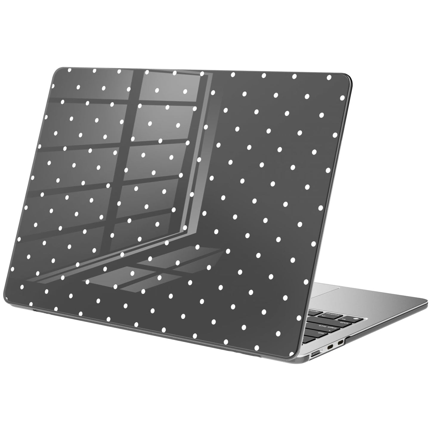 Compatible with MacBook Air 15 inch Case M5 M4 M3 M2 2026-2023 Release A3448 A3241 A3114 A2941, Cute White Polka Dot Protective Hard Shell Clear Black Cover for Mac Air 15.3 inch WN420