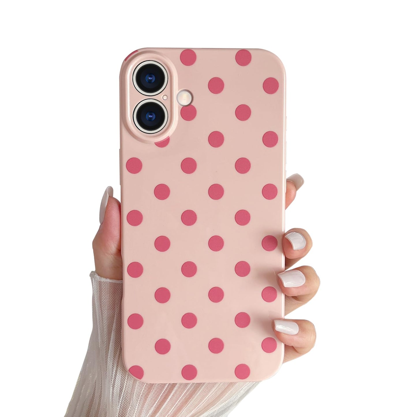 Skyseaco Compatible with iPhone 15 Case Cute Polka Dot Phone Case Soft Slim TPU Shockproof Phone Cover Full Camera Protection for Women Girls - Black WN420