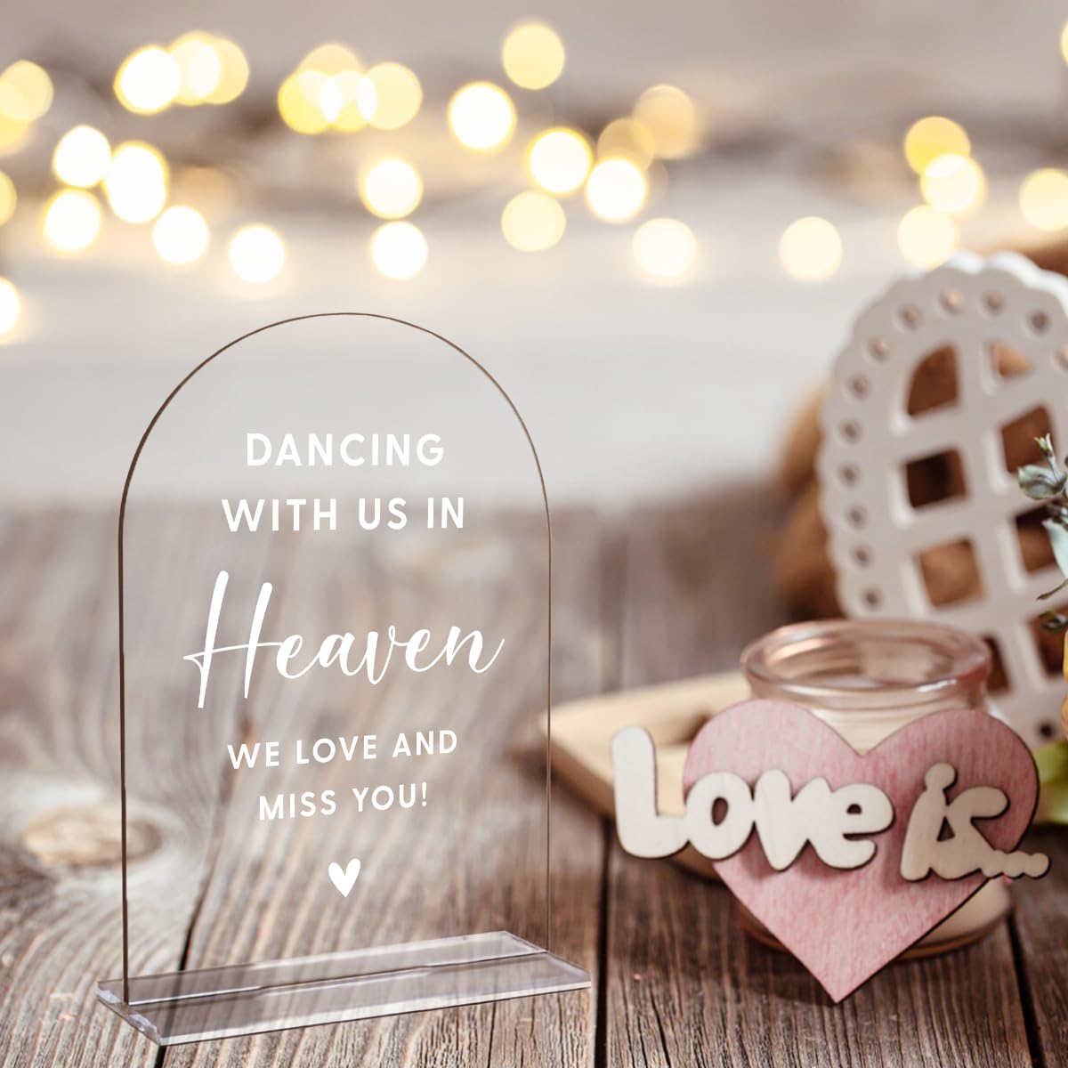 Acrylic Wedding Signs, Bridal Shower Decorations, Modern Arched Round Top Acrylic Table Top Sign with Holder for Wedding Reception Party Dinner - Can't Wait to See What Develops (Clear) BST326L