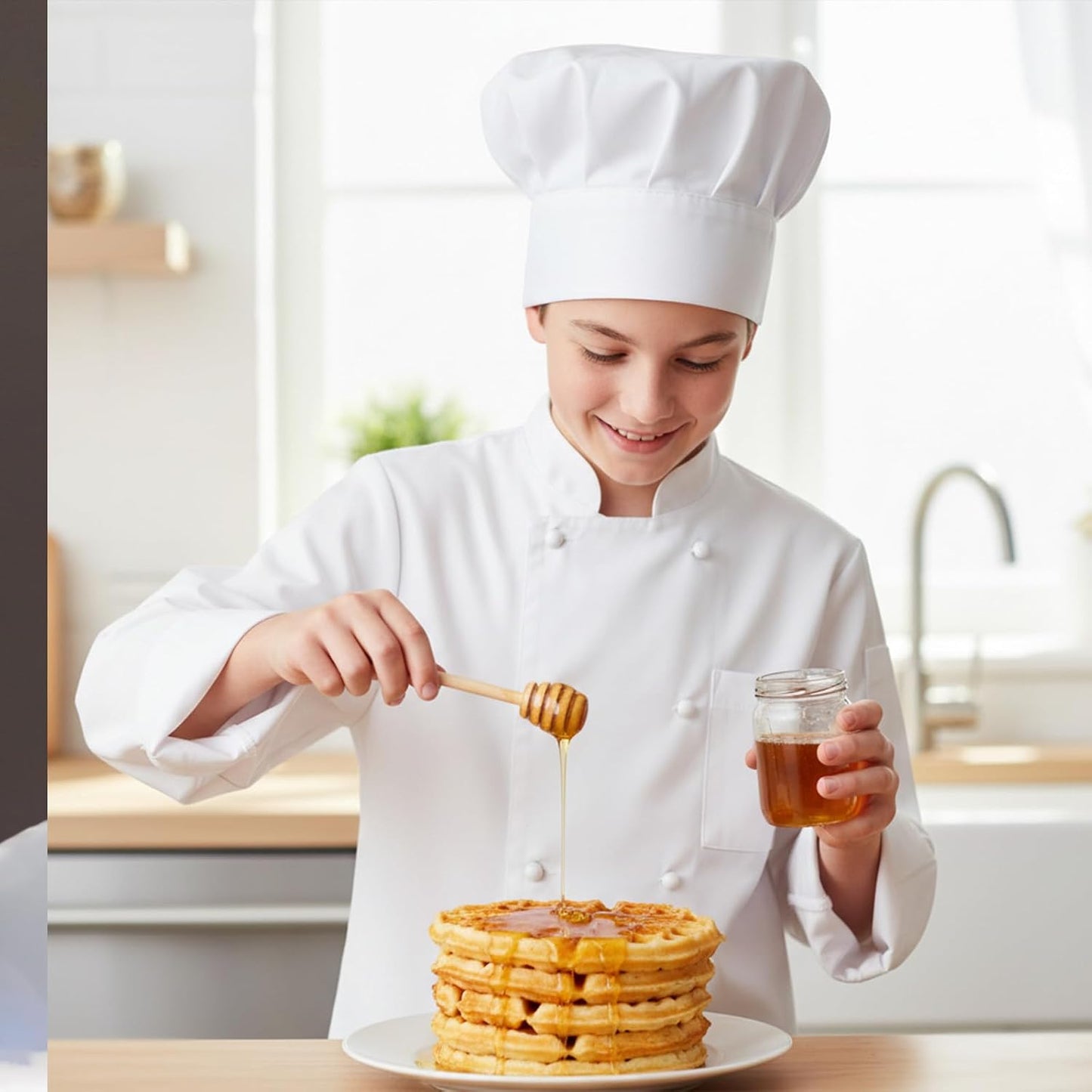 Chef Hats for Kids White Kitchen Cooking Chef Cap Polyester Cotton Baker Hat for Kitchen Baking Parties BST220