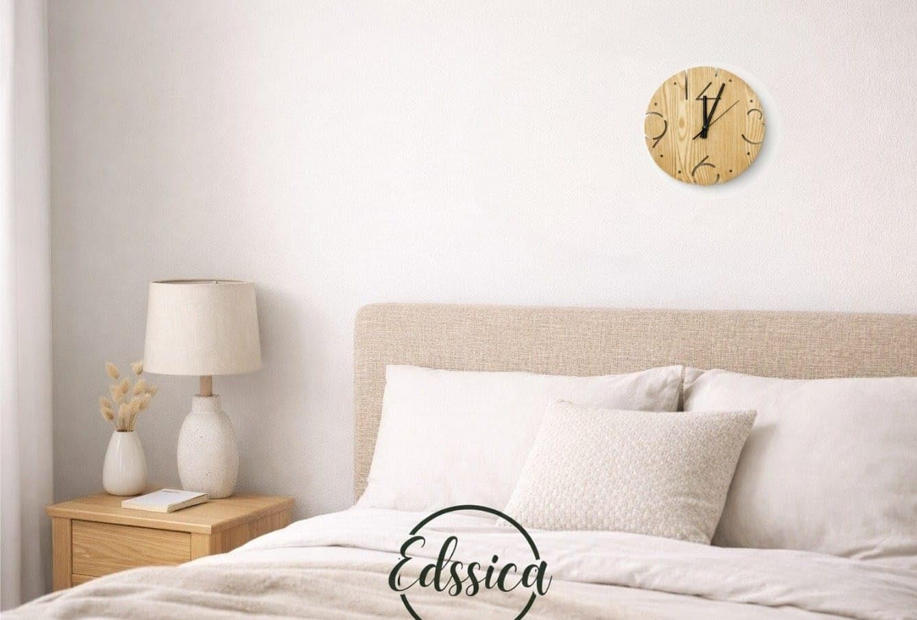 Modern Wall Clock 12", Silent Non-Ticking, Lightweight Wood-Look Design N29