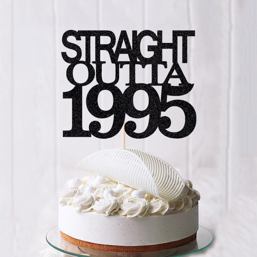 Black Glitter Straight Outta 1961 Cake Topper,Hello 65,Funny 65th | Birthday Cake Topper,65 Fabulous,Cheer to 65 Years,Men and Women 65th Birthday/Wedding/Anniversary Party Decorations BST202