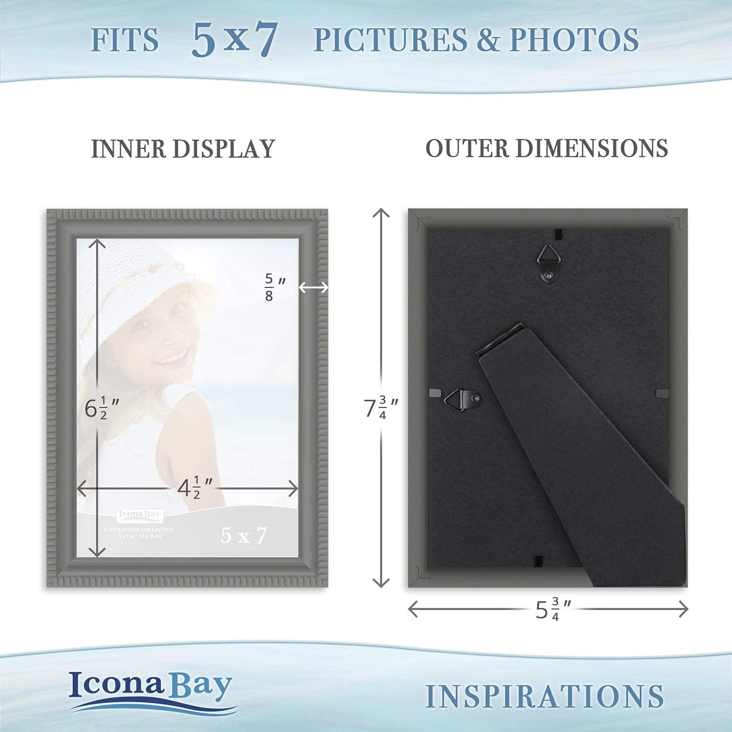 Icona Bay Combination White Picture Frames Set - 10 PC (Five 4x6, Three 5x7, Two 8x10), Inspirations Collection Multi-Pack for Contemporary Wall Gallery BST220