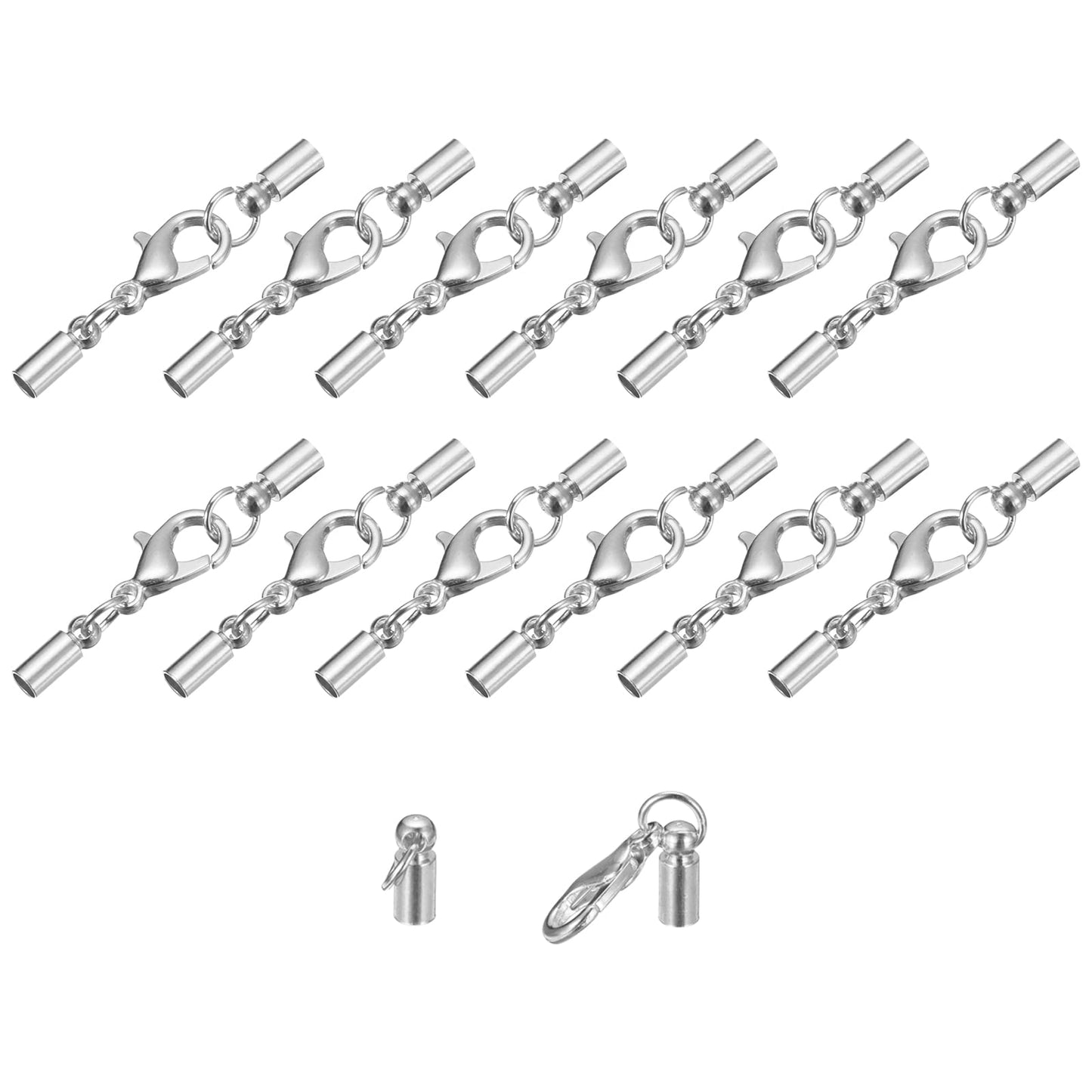 uxcell 20Sets Leather Cord End Caps with Lobster Claw Clasps Fit 4.5mm Cords, Barrel Terminators for DIY Making Leather Bracelets, Bronze Tone BST326L
