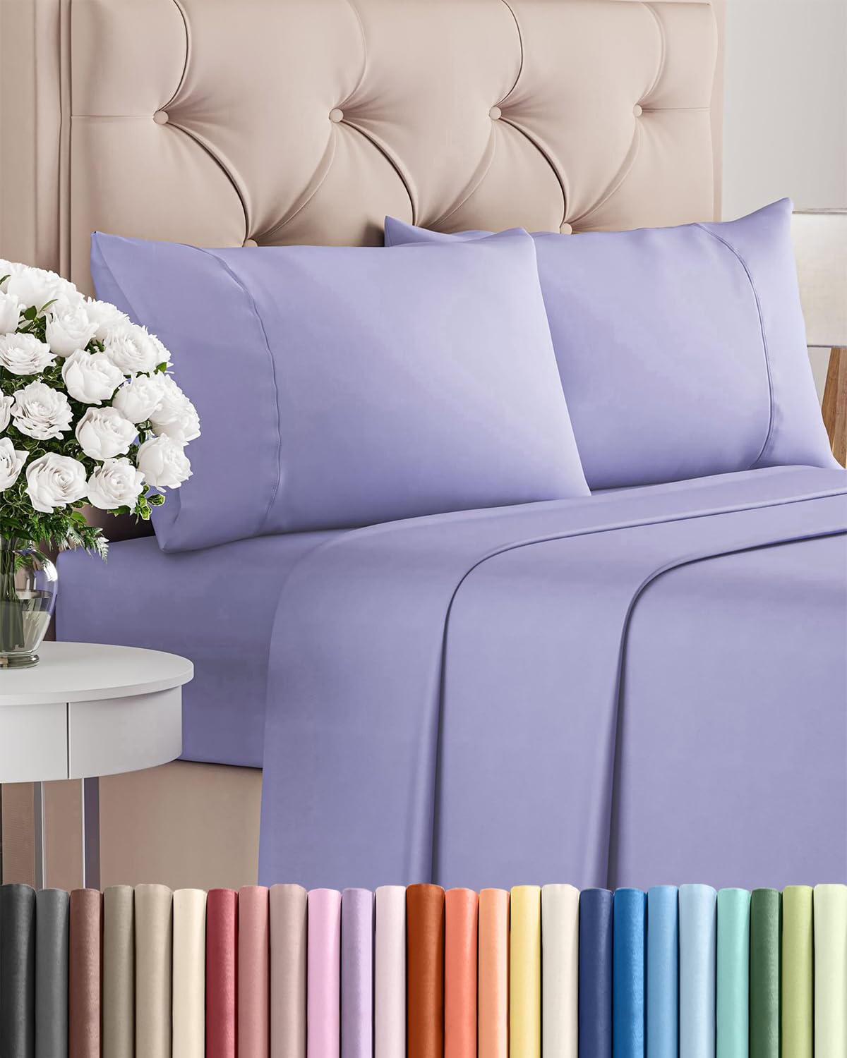Split King 7 Piece Sheet Set - Comfy Breathable & Cooling - Soft Hotel Luxury Bedding Set with 8-16 Inch Deep Pockets - 1 Flat & 2 Fitted Sheet & 4 Pillowcases - Wrinkle Free & Easy Care - Steel Blue DD1210