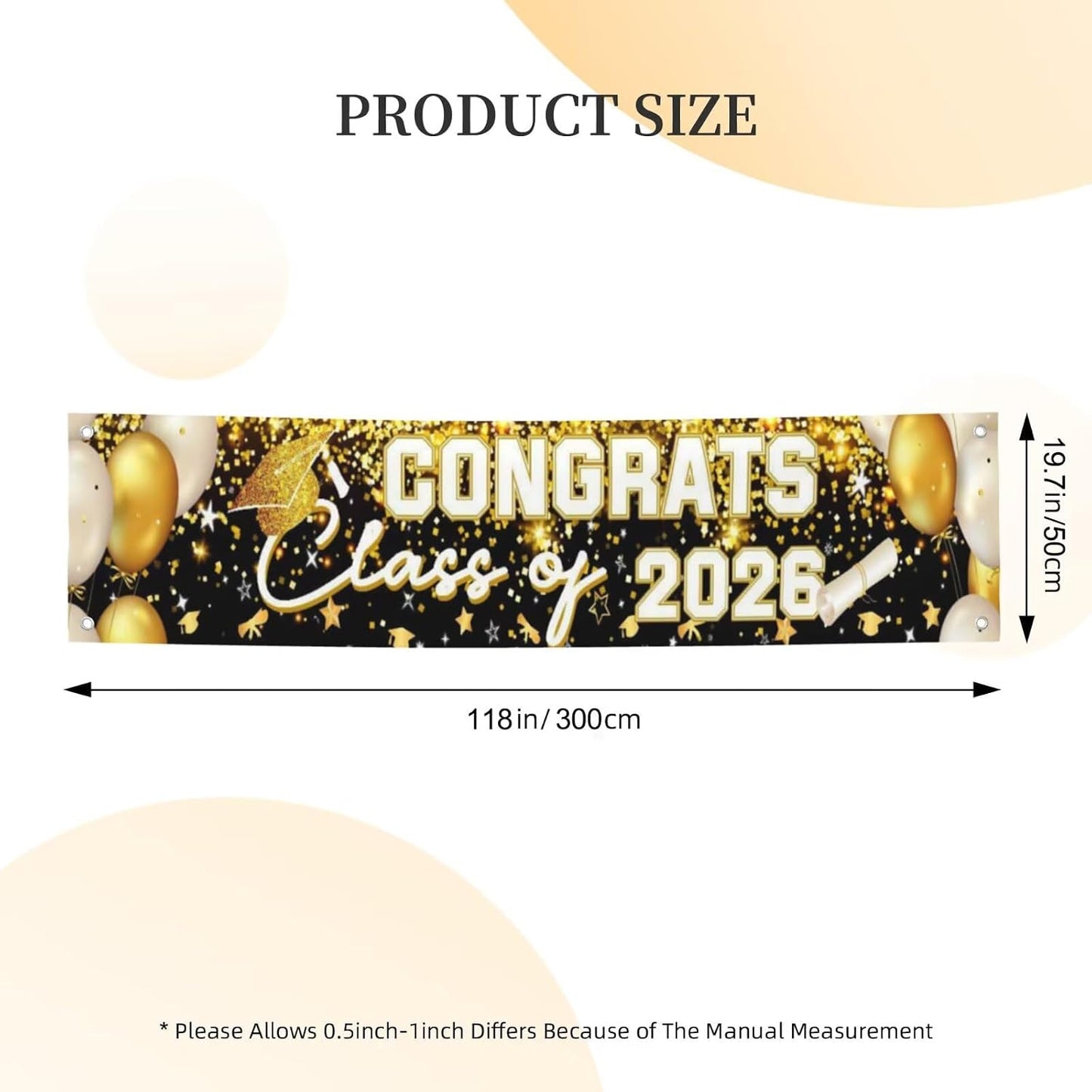 Graduation Decorations 2026 Grad Banner Backdrop Class of 2026 Graduation Party Supplies Gold BST202