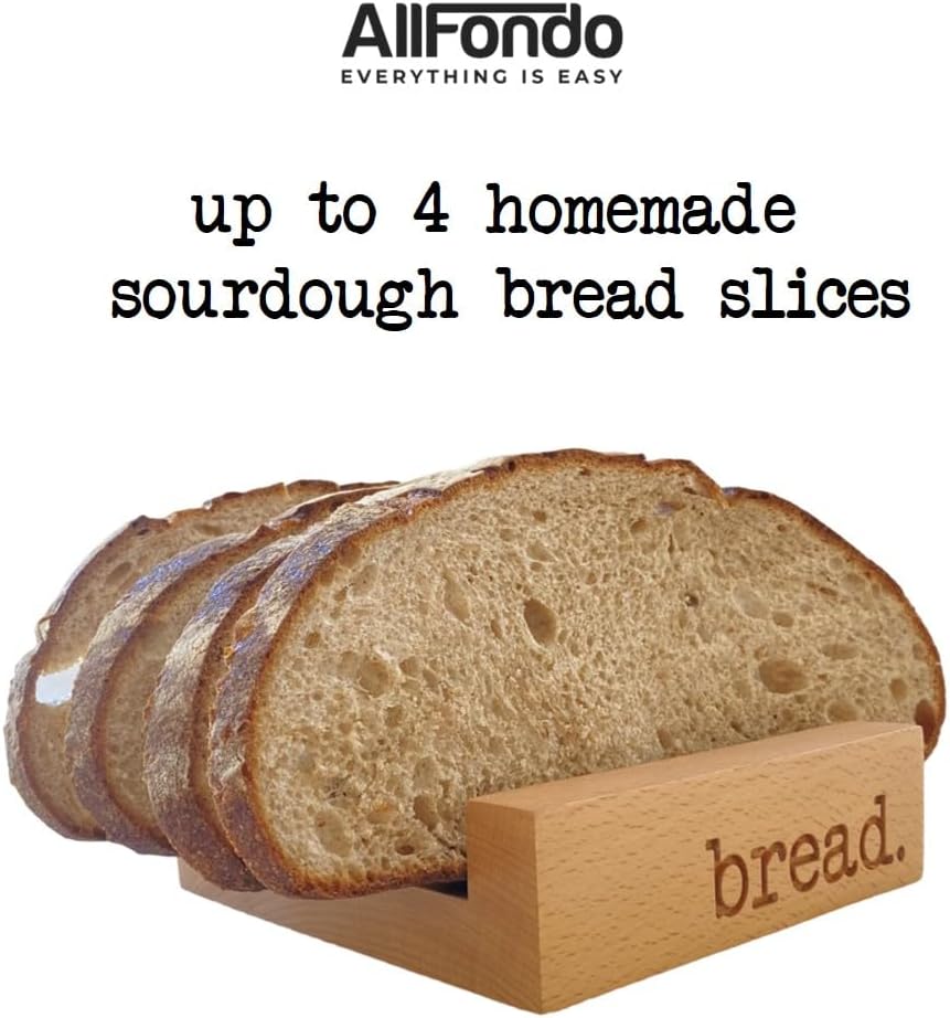 Toast Holder Rack | 4 Homemade Sourdough Bread Slice Wood Bread Rack | 8 Sandwich Type Slices Toast Stand | Compact Toast Holder Server BST220