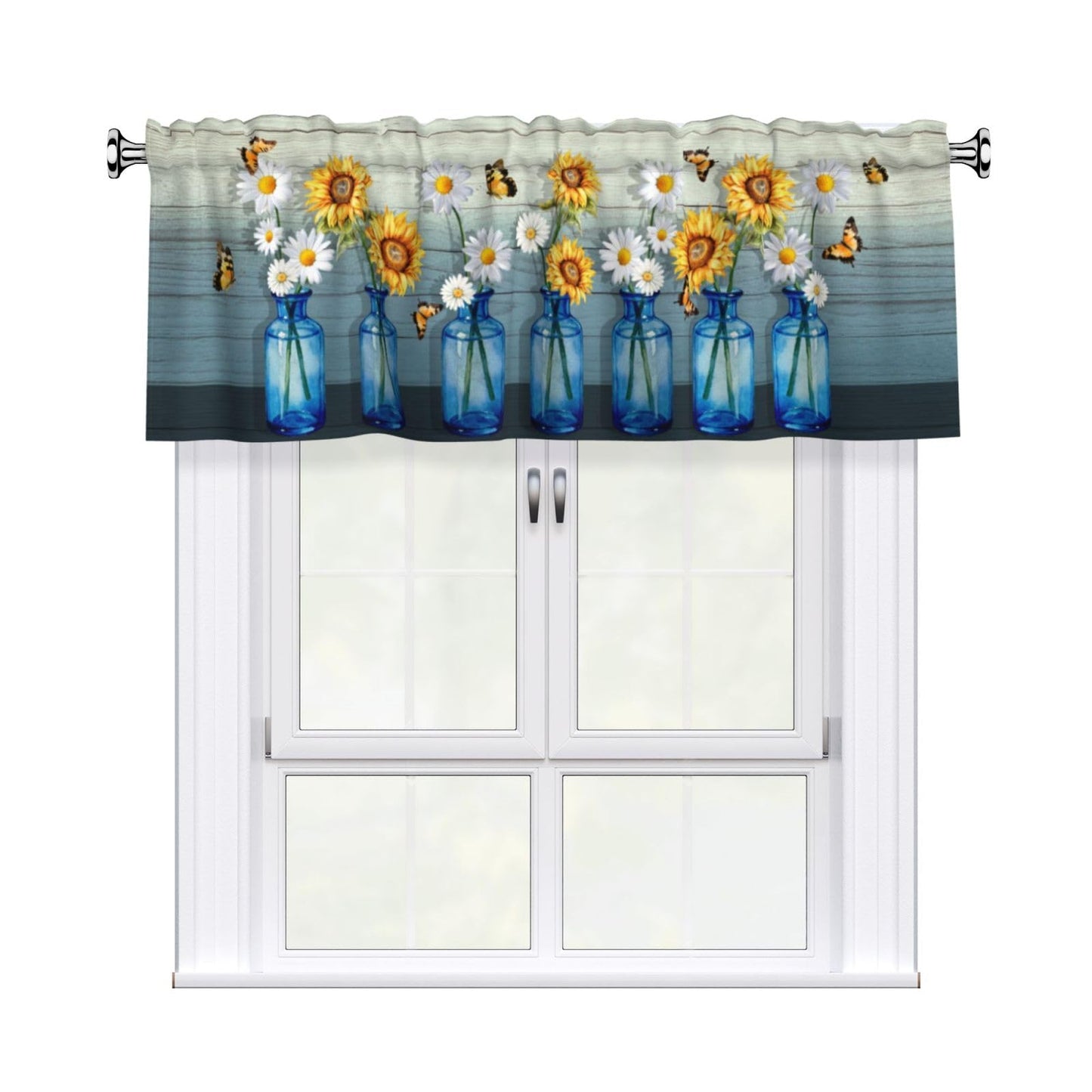 Easter Valances for Windows - Pink Spring Cafe Curtains Floral Bunny Short Curtains for Living Room Bathroom Bedroom Basement BST202