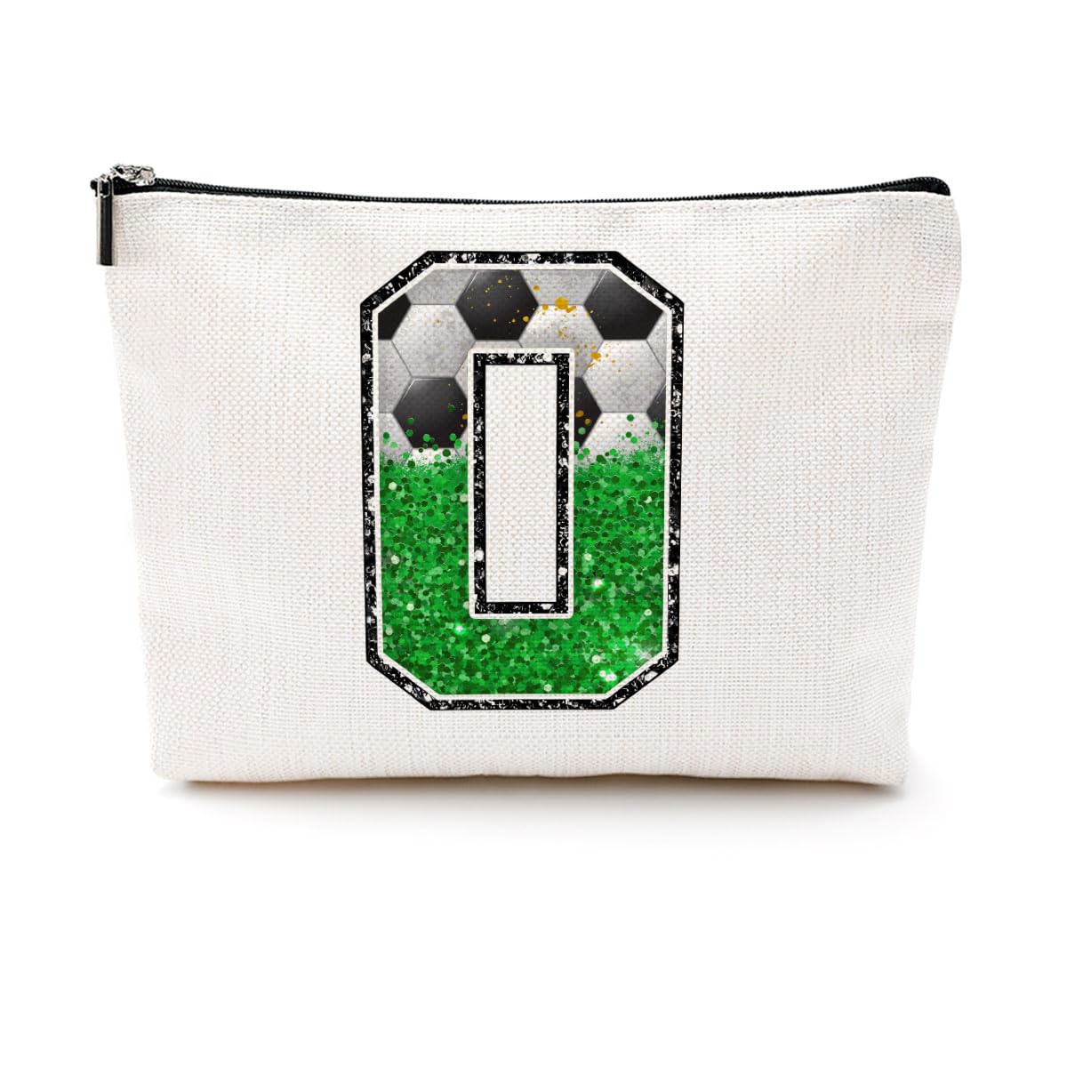 Soccer Gifts Initial Makeup Bag Soccer Girl Gifts Cosmetic Bag Letter D | Monogrammed Zipper Pouch Soccer Accessories for Girls Women Player Coaches Friend Graduation Birthday Gifts BST202
