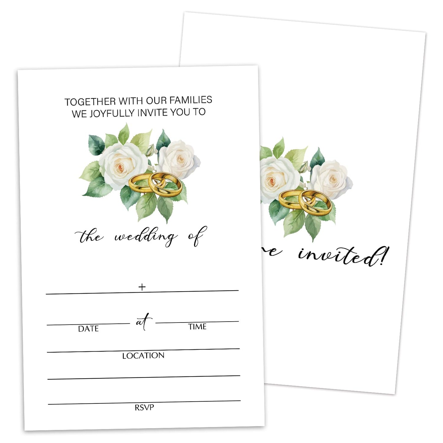 50 Years Anniversary Bridal Shower Invitations Cards, Set of 25 Gold Foil Floral Fill in Style 50th Year Wedding Invites Cards with Envelopes for Couples Marriage Party Supplies-T05 WN420
