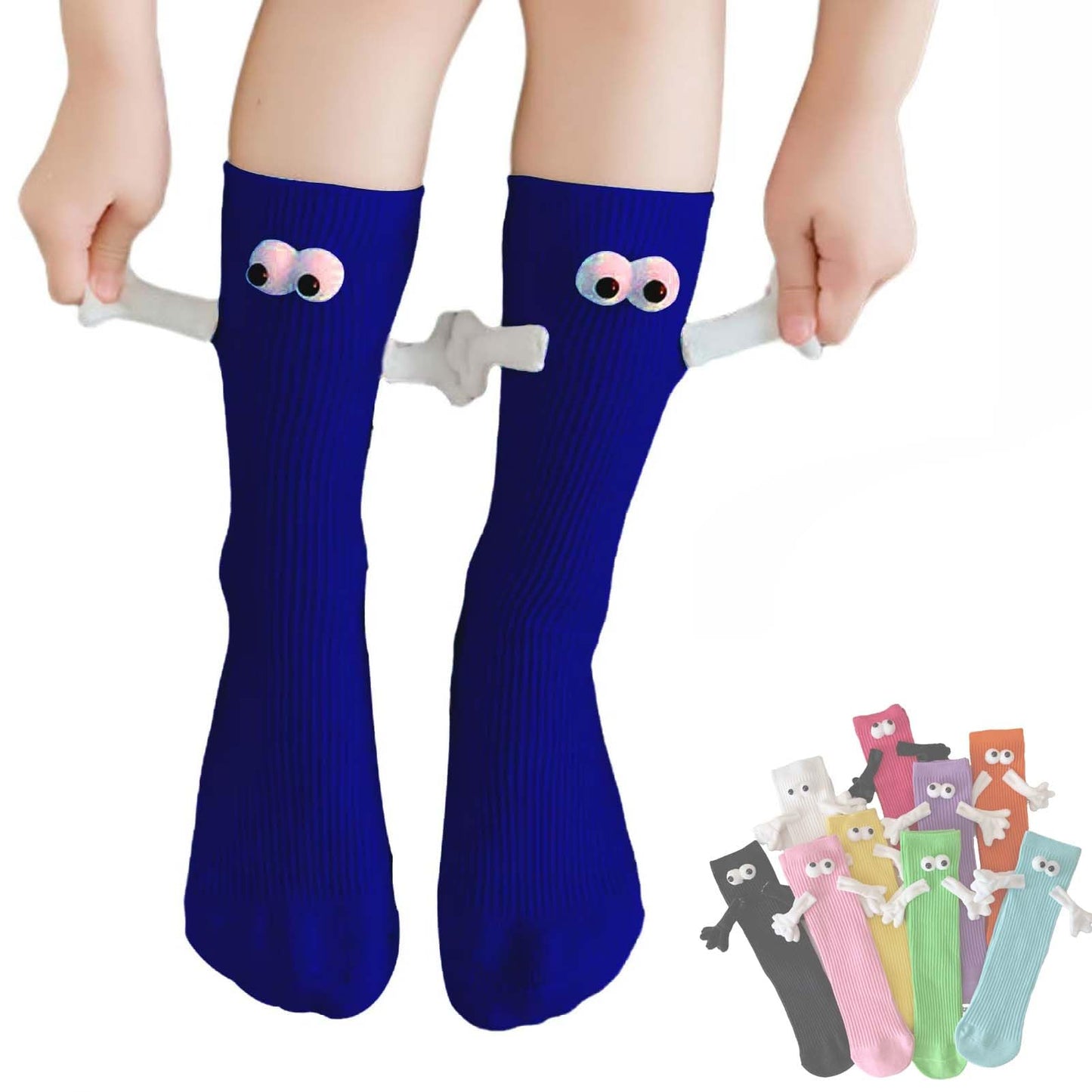 ARTSIM Magnetic Hand Holding Socks for Couple Friends Kids - 3D Doll Mid-Tube Cute Novelty Xmas Socks BST326H