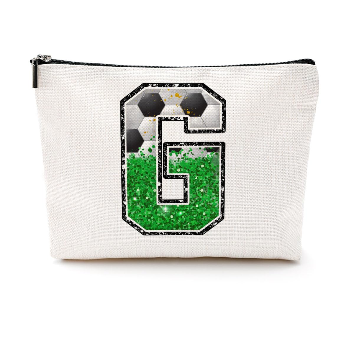 Soccer Gifts Initial Makeup Bag Soccer Girl Gifts Cosmetic Bag Letter D | Monogrammed Zipper Pouch Soccer Accessories for Girls Women Player Coaches Friend Graduation Birthday Gifts BST202