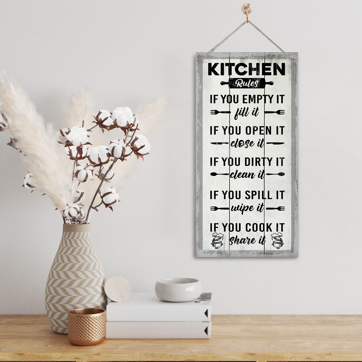 Rustic & Funny Bathroom Signs - Western & Farmhouse Bathroom Rules Wall Decor E1 BST202