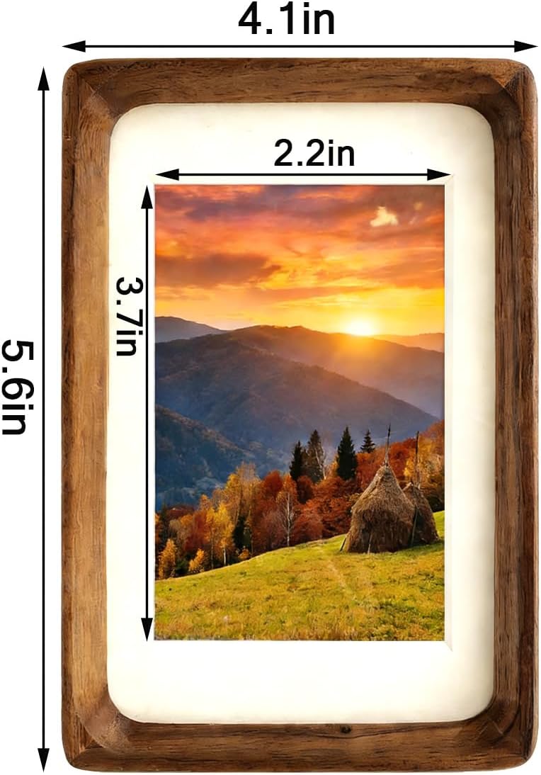 3x5 Solid Wood Picture Frame with Mat, Walnut Wooden Photo Frame with Tempered Glass, Tabletop or Wall Mounted Display BST220