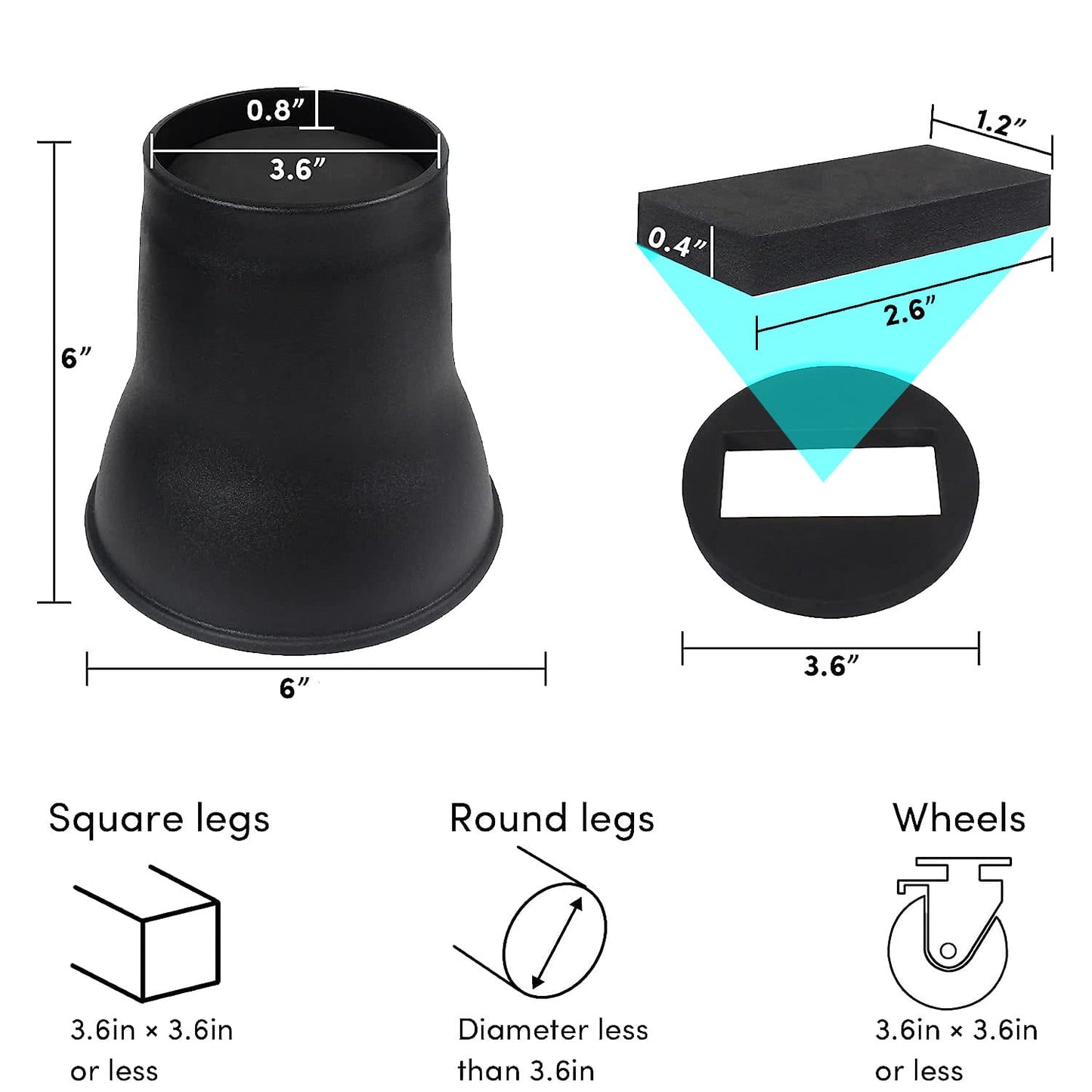 MYMULIKE 6 Pack 6 Inch Bed Risers, Heavy Duty Furniture Lifts, Brown | Lifts Up to 2200lbs, Round Couch Risers, Ideal for Heavy Duty Sofas, Couches, TV Stands, Tables, and Living Room Chairs BST202