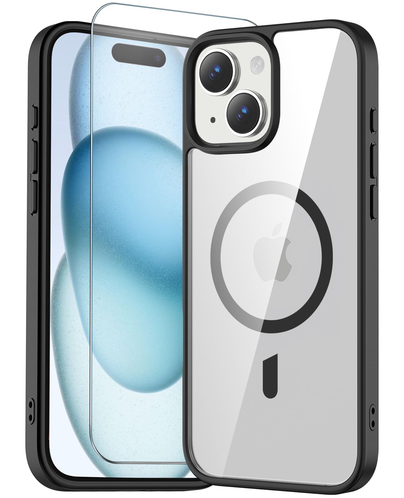 for iPhone 17 Pro Max Case Clear with Screen Protector, Compatible with Magsafe, Anti-Yellowing, Military-Grade Protection, Shockproof Slim Magnetic Phone Case Cover, Black WN420