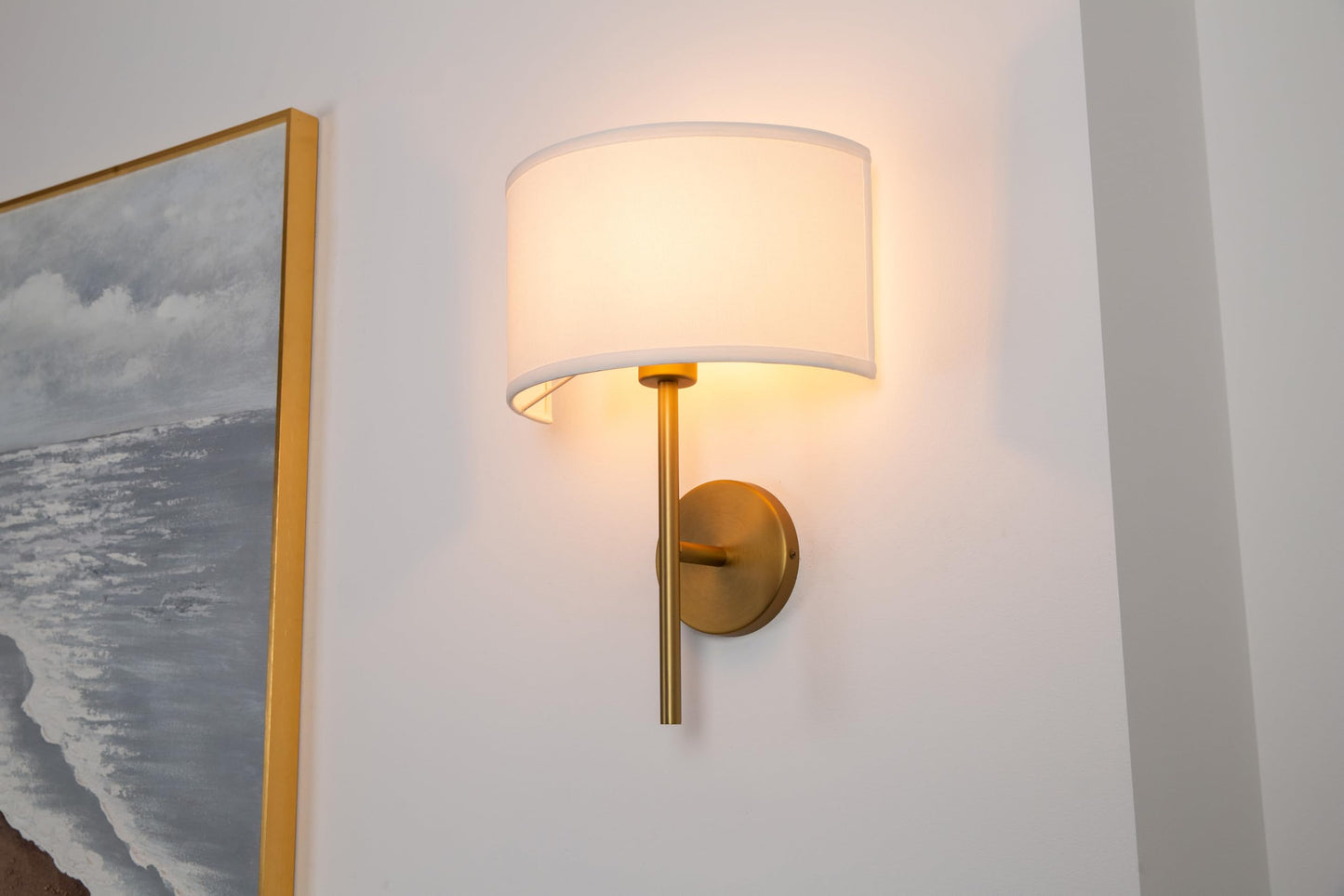 Yosoan Fabric Wall Sconce Indoor Bedside Wall Lamp Fixture, Vintage Industrial Hardwired Boho Semi Circular with White Half Moon Shade for Reading Bedroom Living Room Dinning Room(Antique)