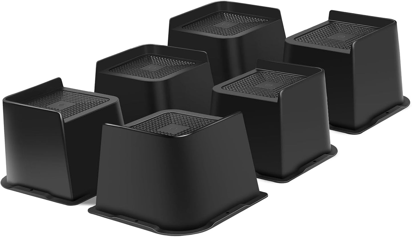 MYMULIKE Bed Risers Heavy Duty, Oversized Furniture Risers, Support Up to 6000 Lbs, Lift 3 inch for Couch, Sofa, Table,Chair (Black 6 Pack, 4 inch) BST202