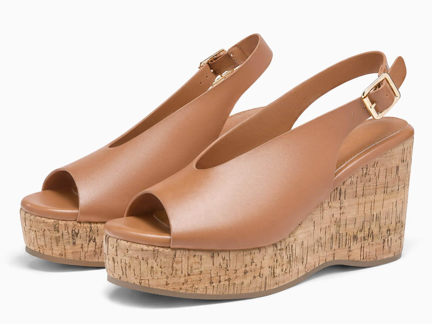 Coutgo Womens Platform Wedge Sandals Open Peep Toe Slingback Cork High Heels Summer Beach Shoes DD1210