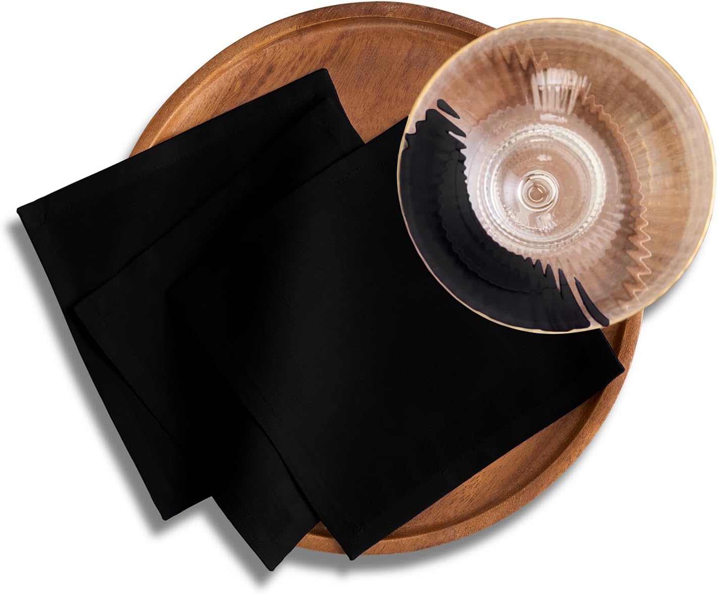 Solino Home Cotton Linen Cocktail Napkins Black, Dru 6 x 6 in, Set of 12 | Small Cloth Napkins for cocktails, coasters and appetizer serving | soft cotton linen weave, artisan crafted | fully washable BST326SOLH