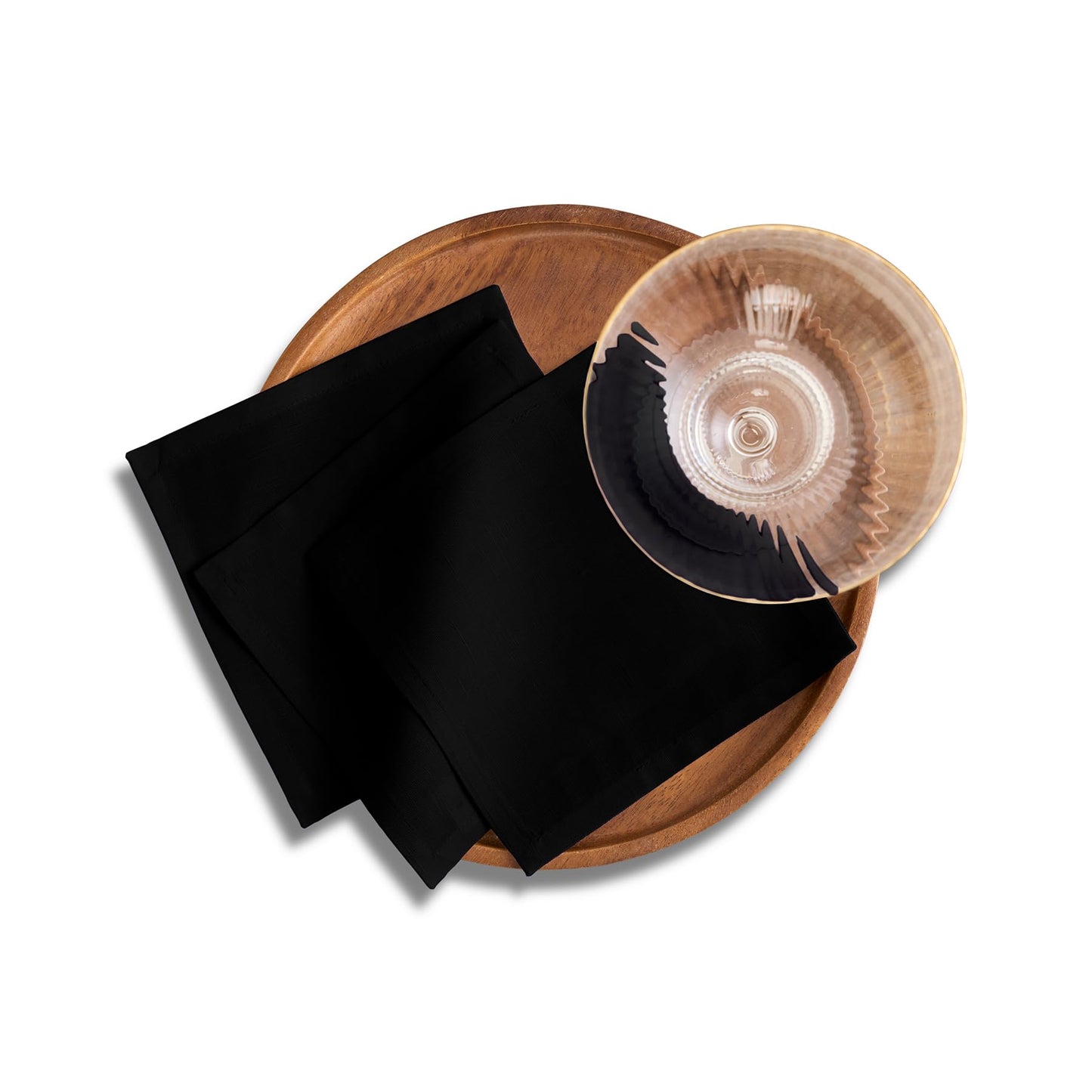 Solino Home Cotton Linen Cocktail Napkins Black, Dru 6 x 6 in, Set of 12 | Small Cloth Napkins for cocktails, coasters and appetizer serving | soft cotton linen weave, artisan crafted | fully washable BST326SOLH
