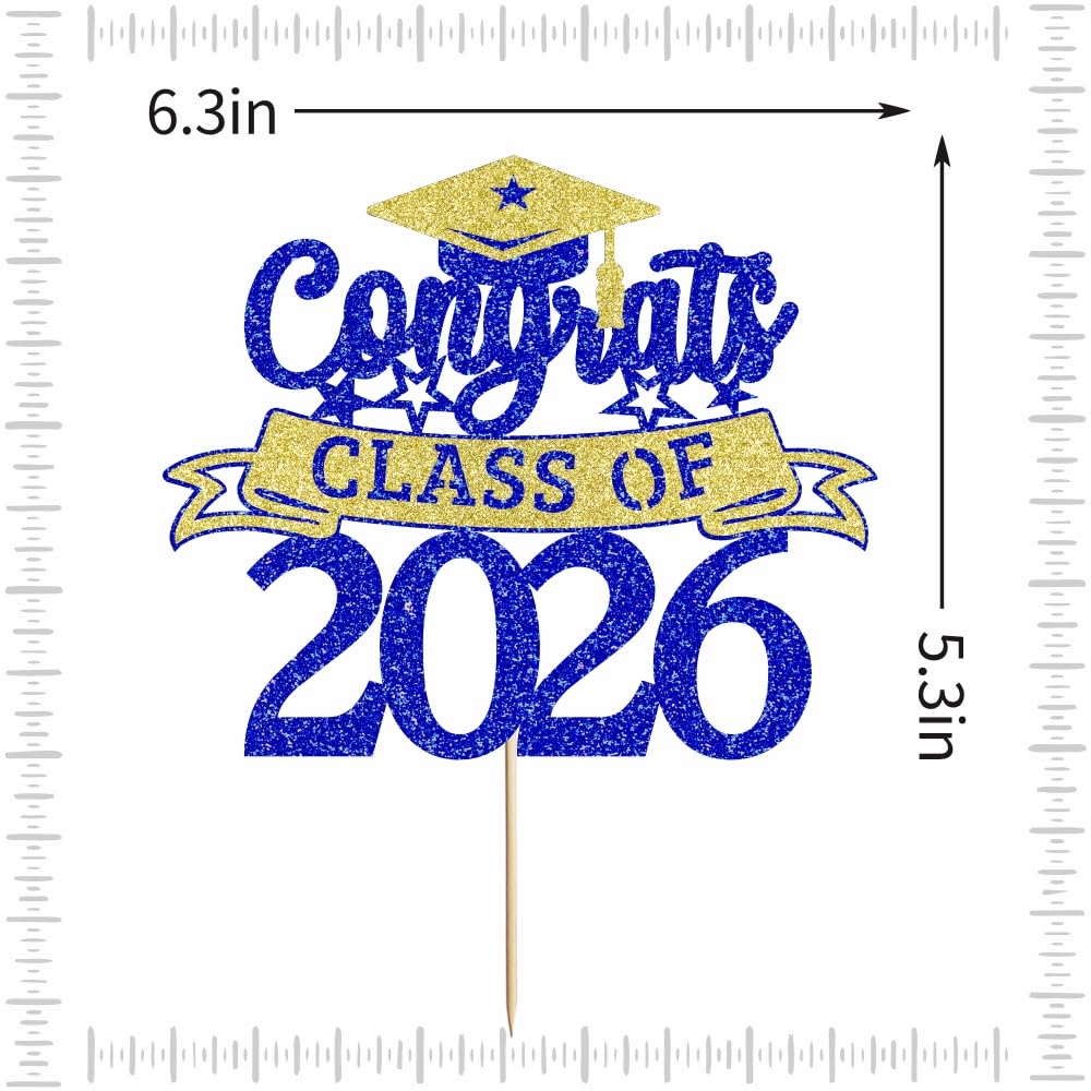 Congratulations Cake Topper,Congratulations 2026 Graduation | Cake Topper,Graduation, Wedding, Retirement, Birthday, Anniversary, Celebration Party Decorations Supplies (Black Gold) BST202
