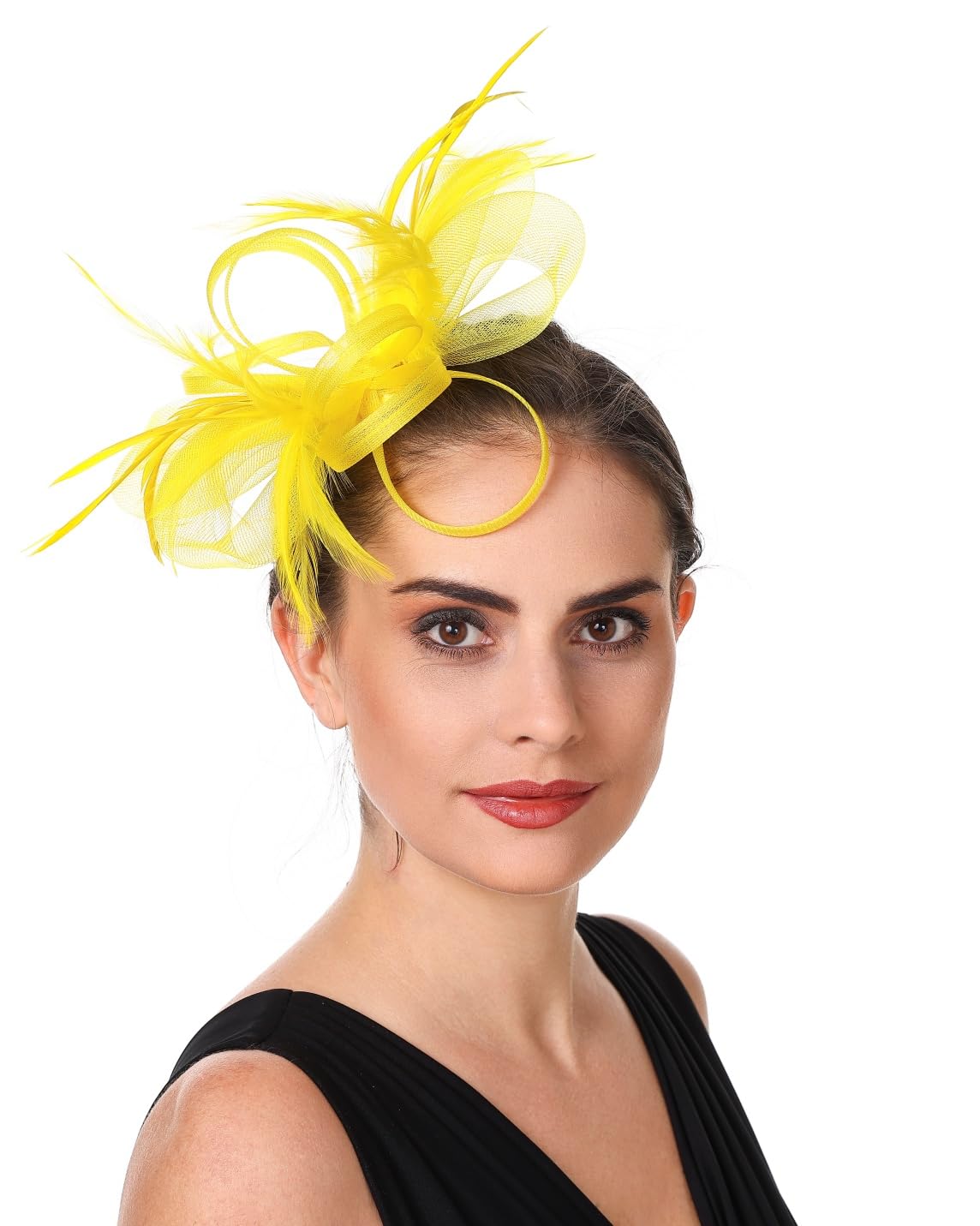 SAFERIN Fascinators Hat Flower Mesh Ribbons Feathers on a Headband and a Clip Tea Party Headwear for Girls and Women WN420