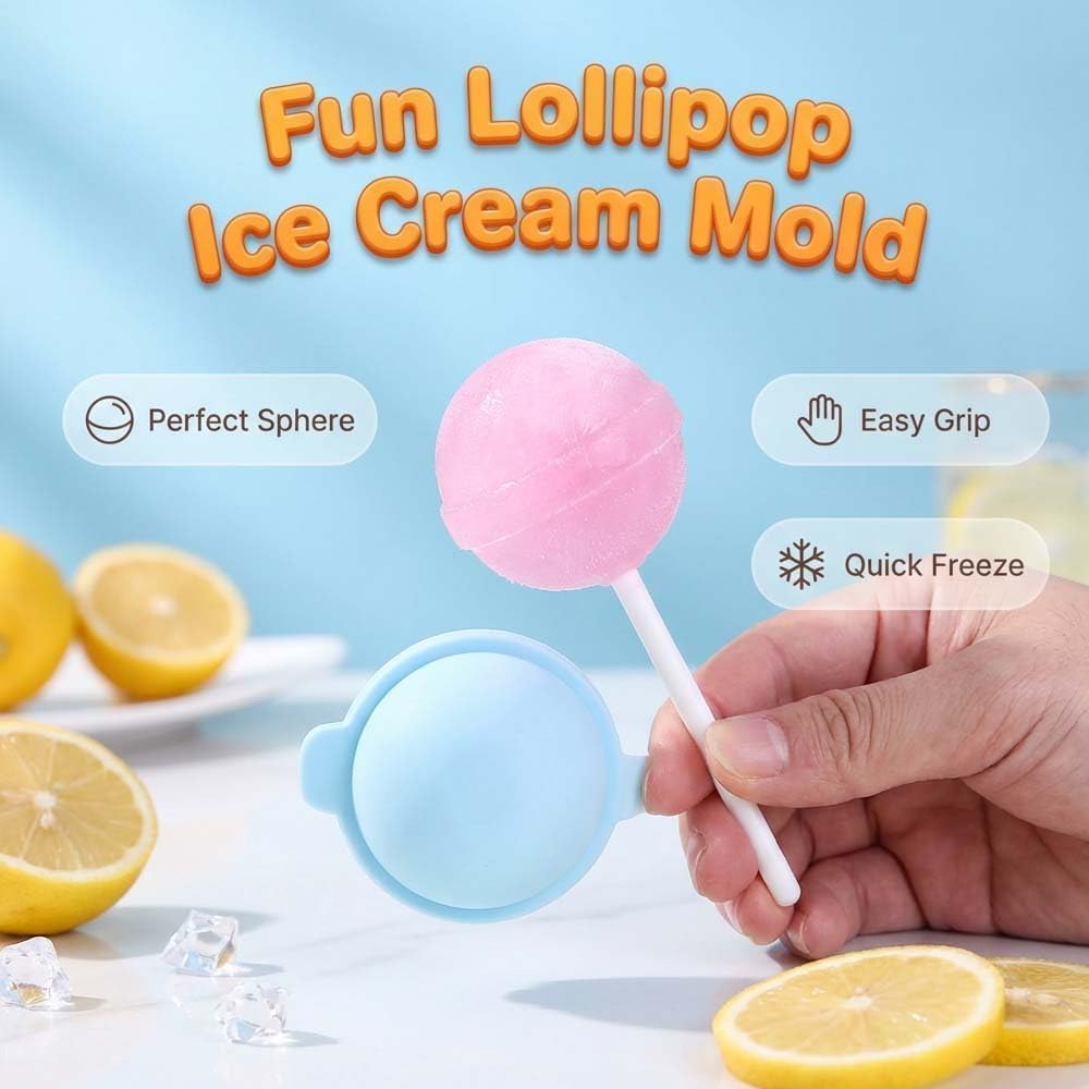 Silicone Lollipop Ice Pop Mold, Colorful DIY Ice Cream Maker for Summer Parties, Creative Sphere Shape, Home Use BST326H
