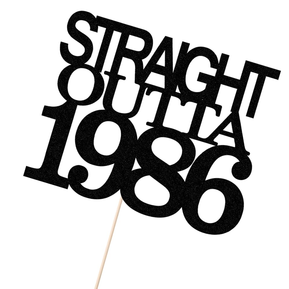 Black Glitter Straight Outta 1961 Cake Topper,Hello 65,Funny 65th | Birthday Cake Topper,65 Fabulous,Cheer to 65 Years,Men and Women 65th Birthday/Wedding/Anniversary Party Decorations BST202
