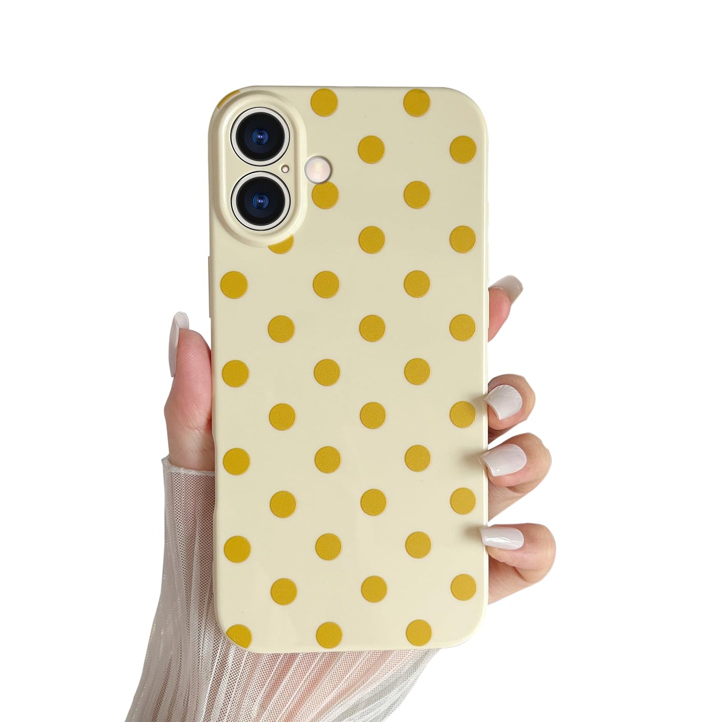 Skyseaco Compatible with iPhone 15 Case Cute Polka Dot Phone Case Soft Slim TPU Shockproof Phone Cover Full Camera Protection for Women Girls - Black WN420