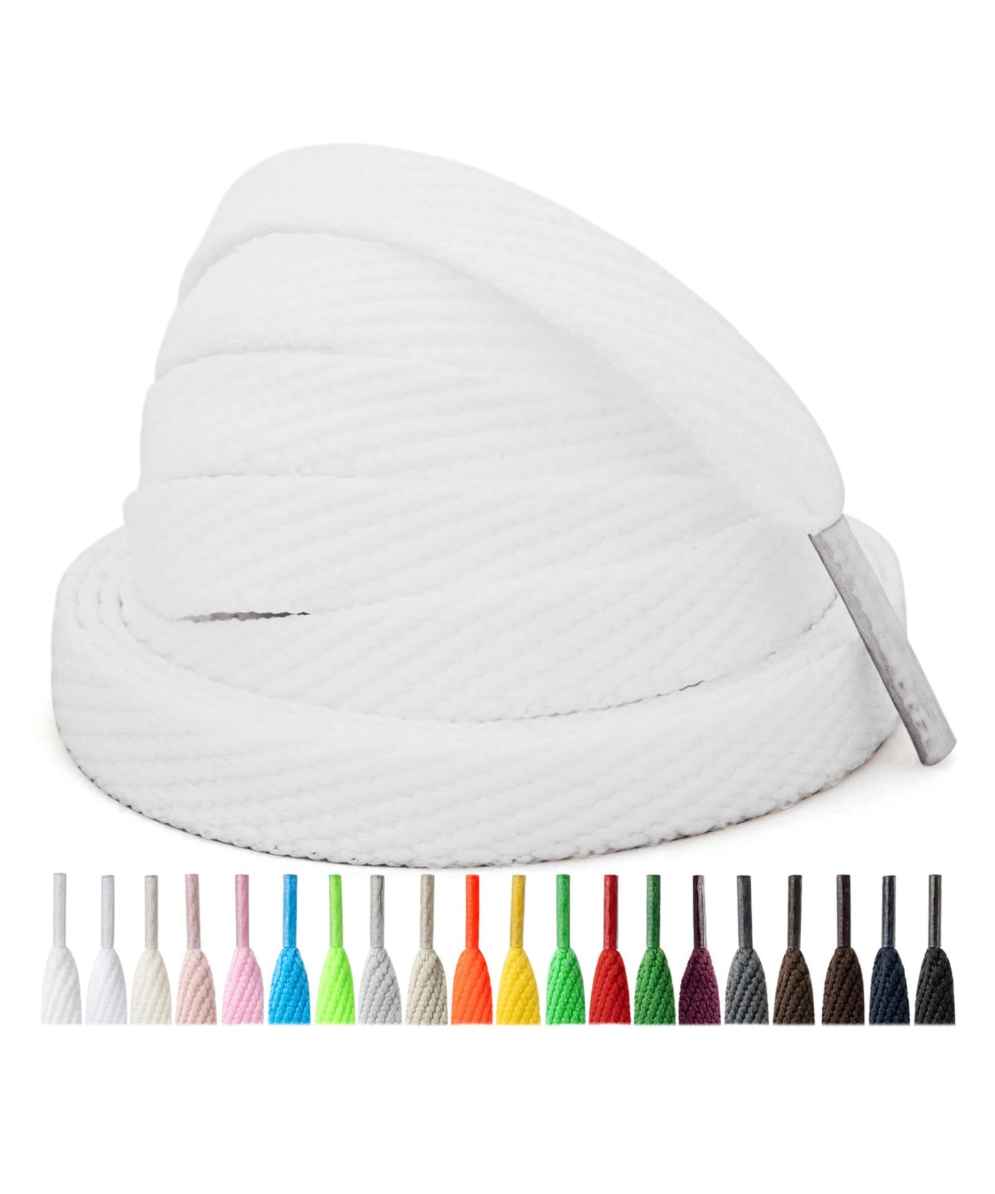 Handshop 2 Pairs Athletic Flat Shoe Laces for Sneakers in 20 Colors, 2/5" Wide Replacement Shoelaces in 30"-63" WN420
