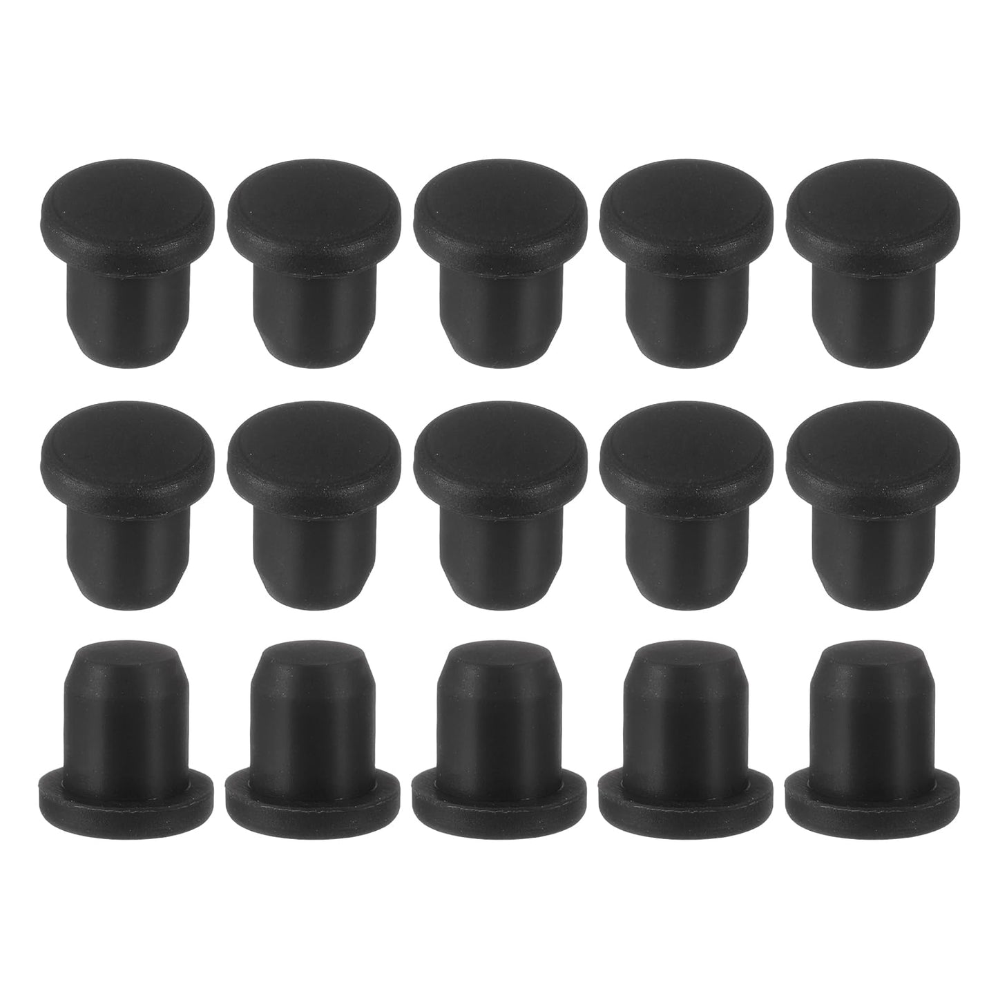 uxcell 15Pcs Silicone Hole Plug, Waterproof Solid T-Shaped Rubber Stoppers Bottle Seal Tube Pipe Plugs End Cap for 5.8mm/0.23" Hole for Bathtub Bottle, 0.31" Plug Height, Black BST326L