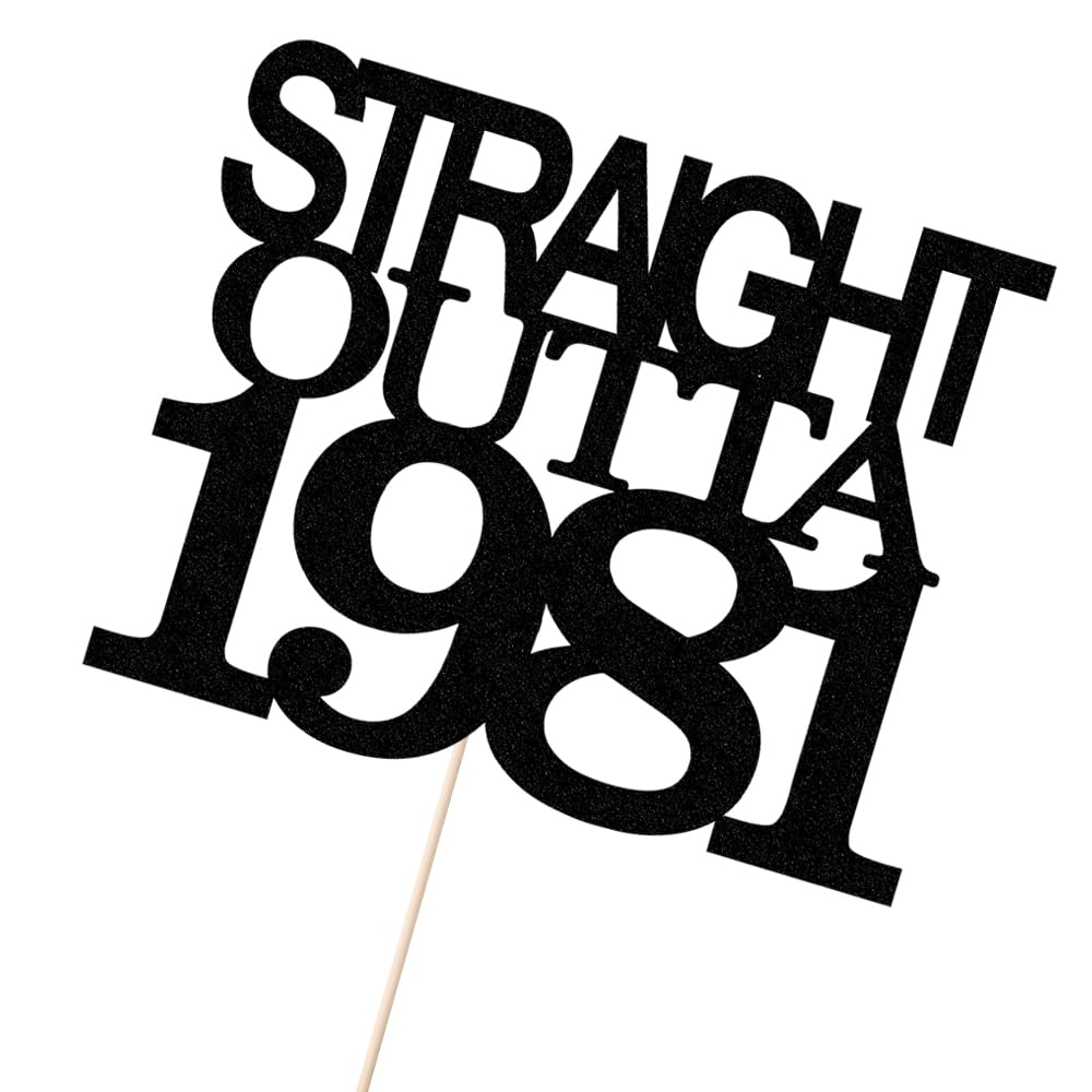 Black Glitter Straight Outta 1961 Cake Topper,Hello 65,Funny 65th | Birthday Cake Topper,65 Fabulous,Cheer to 65 Years,Men and Women 65th Birthday/Wedding/Anniversary Party Decorations BST202