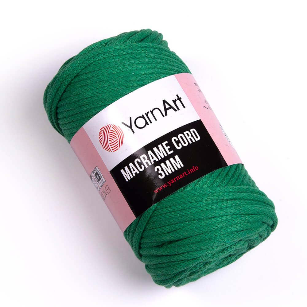 YarnArt Macrame Cord 3mm - Macrame Rope for Crafting, Knotting, Wall Hangings, and Home Decor - 60% Cotton 40% Viscose & Polyester, Soft and Durable (759-FOREST Green) BST220