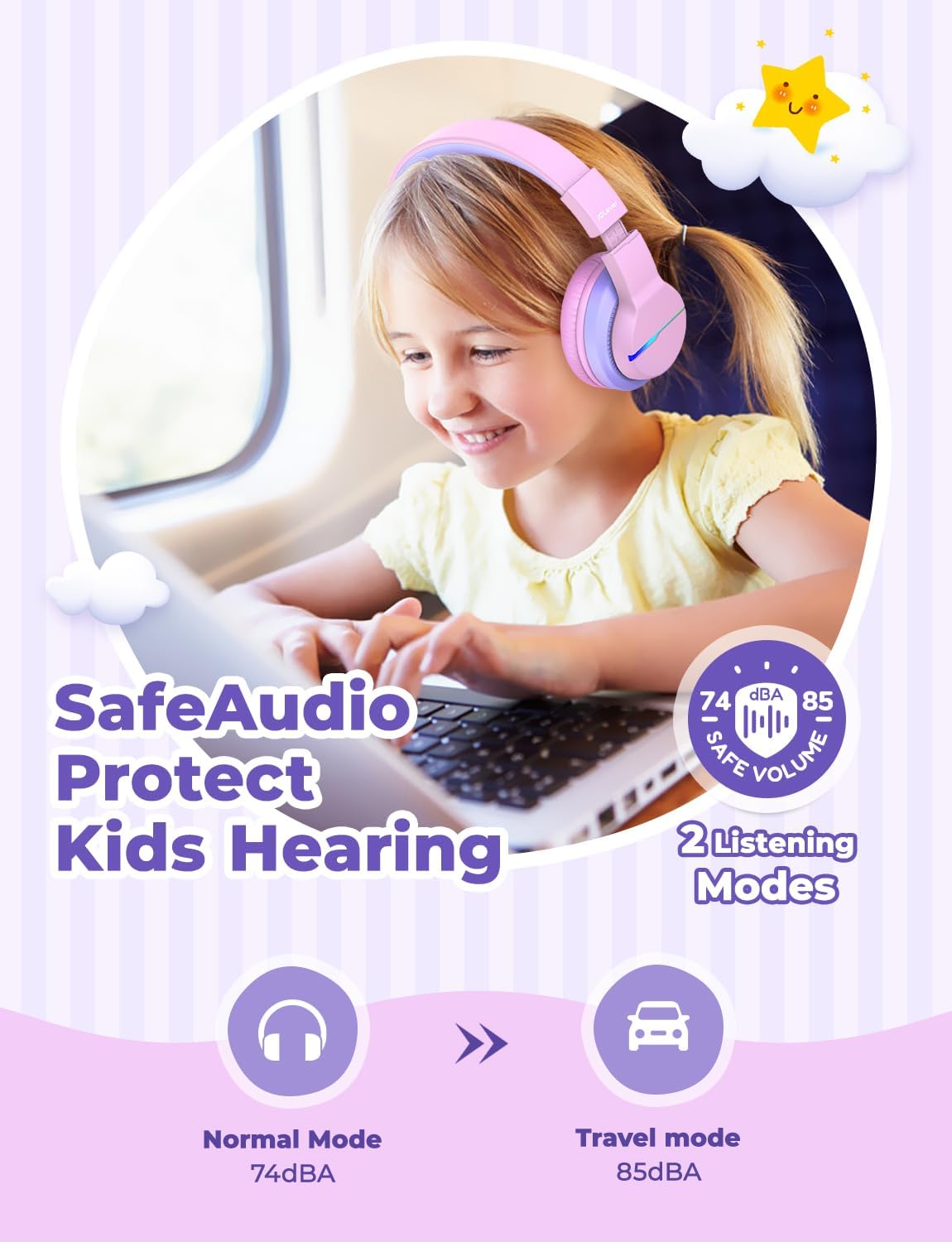 iClever BTH12 Kids Bluetooth Headphones 40
