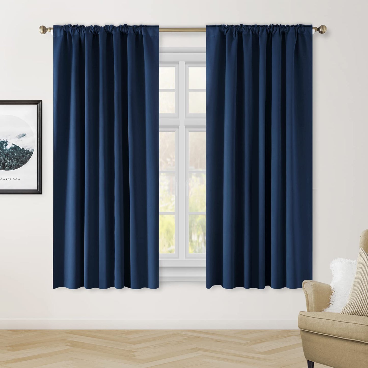HOMEIDEAS Blackout Curtains, 2 Pages Grey Gray Room Darkening Bedroom Pinch Pleated Curtains Thermal Insulated Back Tab Rod Pocket Drapes for Bedroom, W52 x L63 BST326H